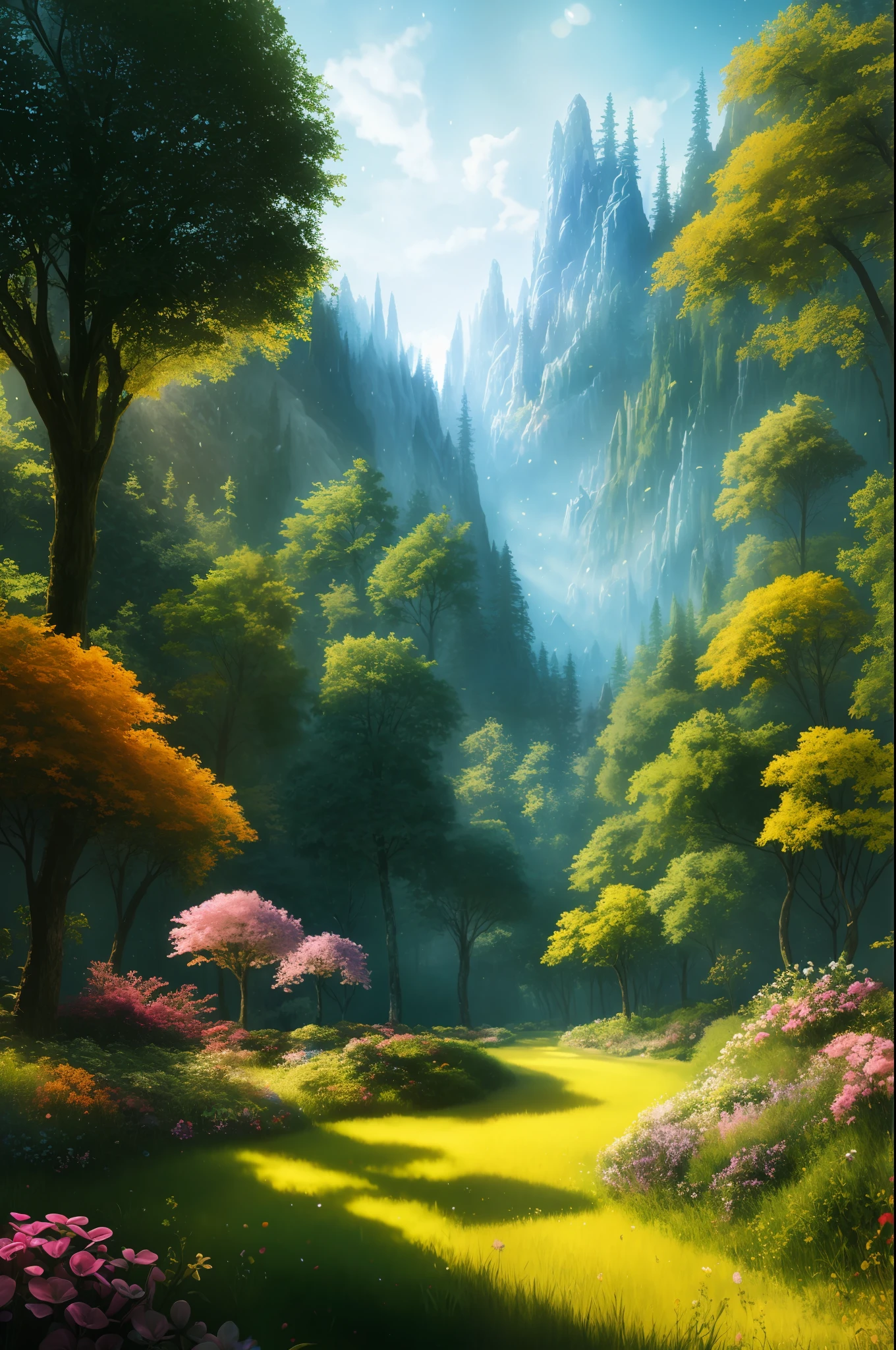 masterpiece, best quality, high quality,extremely detailed CG unity 8k wallpaper, An enchanting and dreamy scene of a fantasy forest, with towering trees, glowing mushrooms, and hidden fairy glens, creating a sense of mystique and enchantment, artstation, digital illustration, intricate, trending, pastel colors, oil paiting, award winning photography, Bokeh, Depth of Field, HDR, bloom, Chromatic Aberration ,Photorealistic,extremely detailed, trending on artstation, trending on CGsociety, Intricate, High Detail, dramatic, art by midjourney