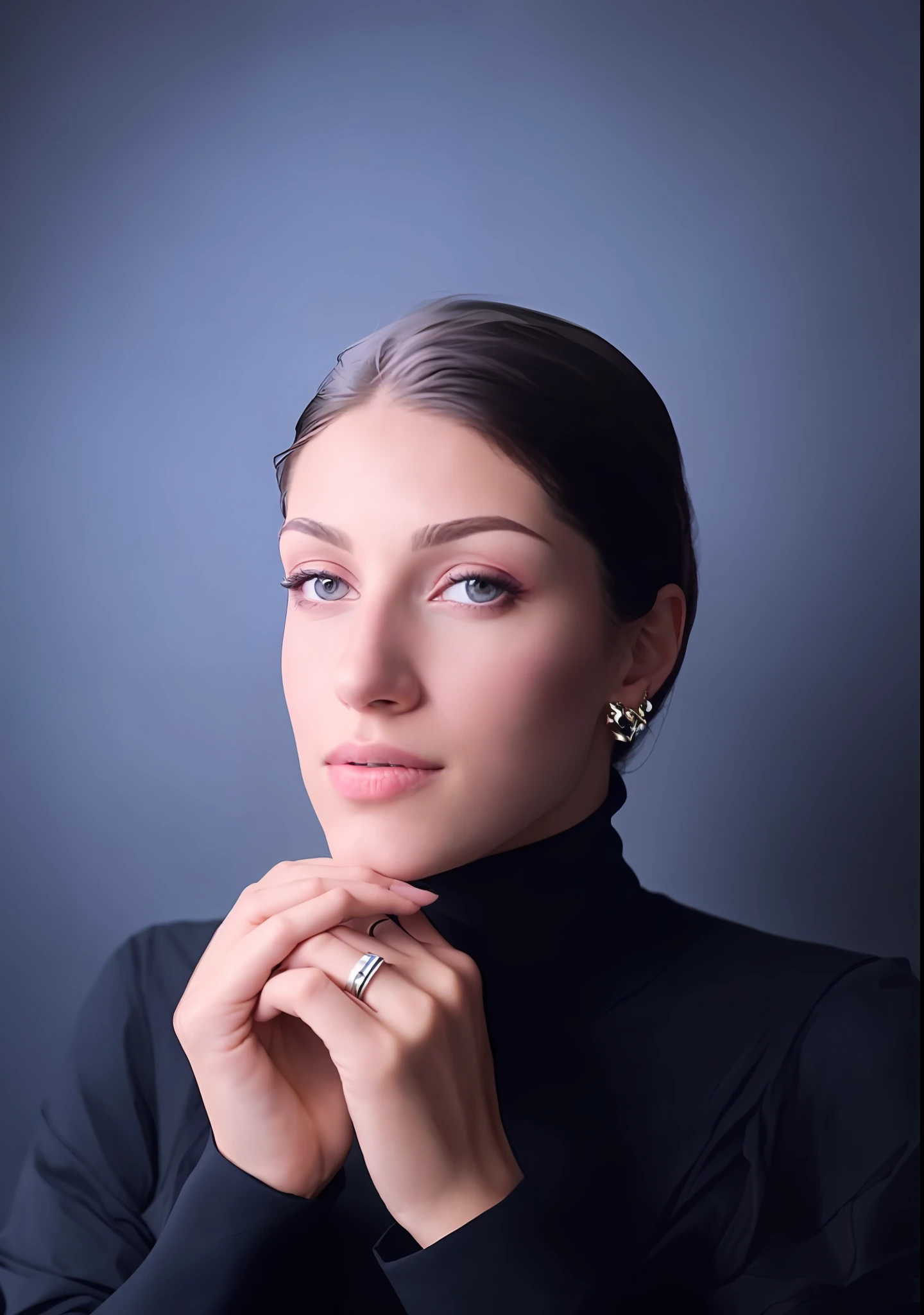 fashion model 25 years old, [[[[closeup]]]], [[[[chest]]]], [[[[neck]]]], [[[[shoulders]]]], perfect eyes, perfect iris, perfect lips, perfect teeth, perfect skin, soft front light, glow, HDR, (muted colors:1.2)