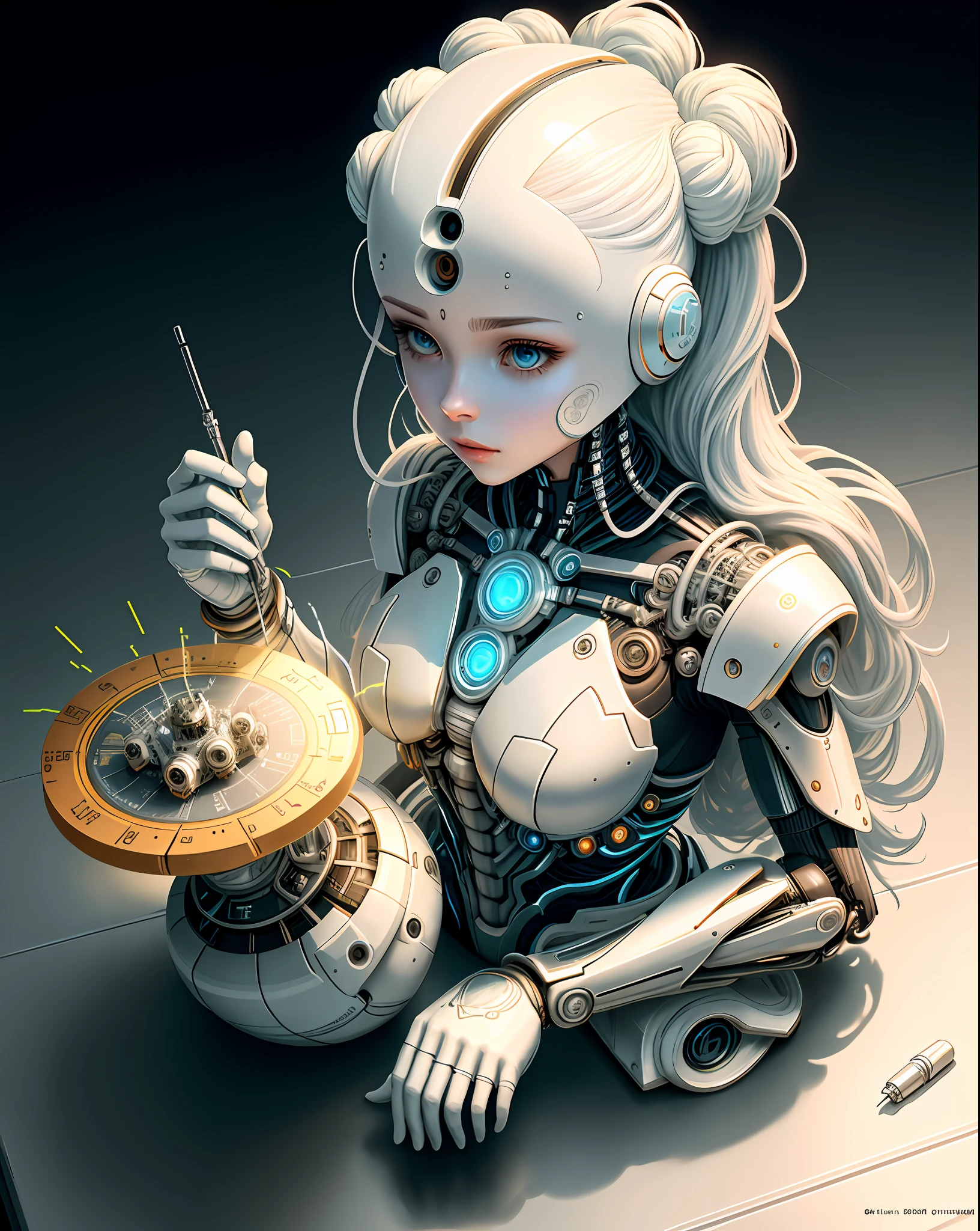 "Creation of electronic systems on humanoid heads inspired by ultra-detailed conceptual art | robot woman | has a visible detailed brain | with visible care | muscle cords | biopunk | cybernetics | cyberpunk | white marble bust | Canon m50| 100mm|sharply focused|smooth|surrealism|very detailed|intricate details|Michelangelo's sculpted masterpiece. Unleash your inner Cu73Cre4ture programmer with the power of steady diffusion and bring your imagination to life! ", high detail, 8k