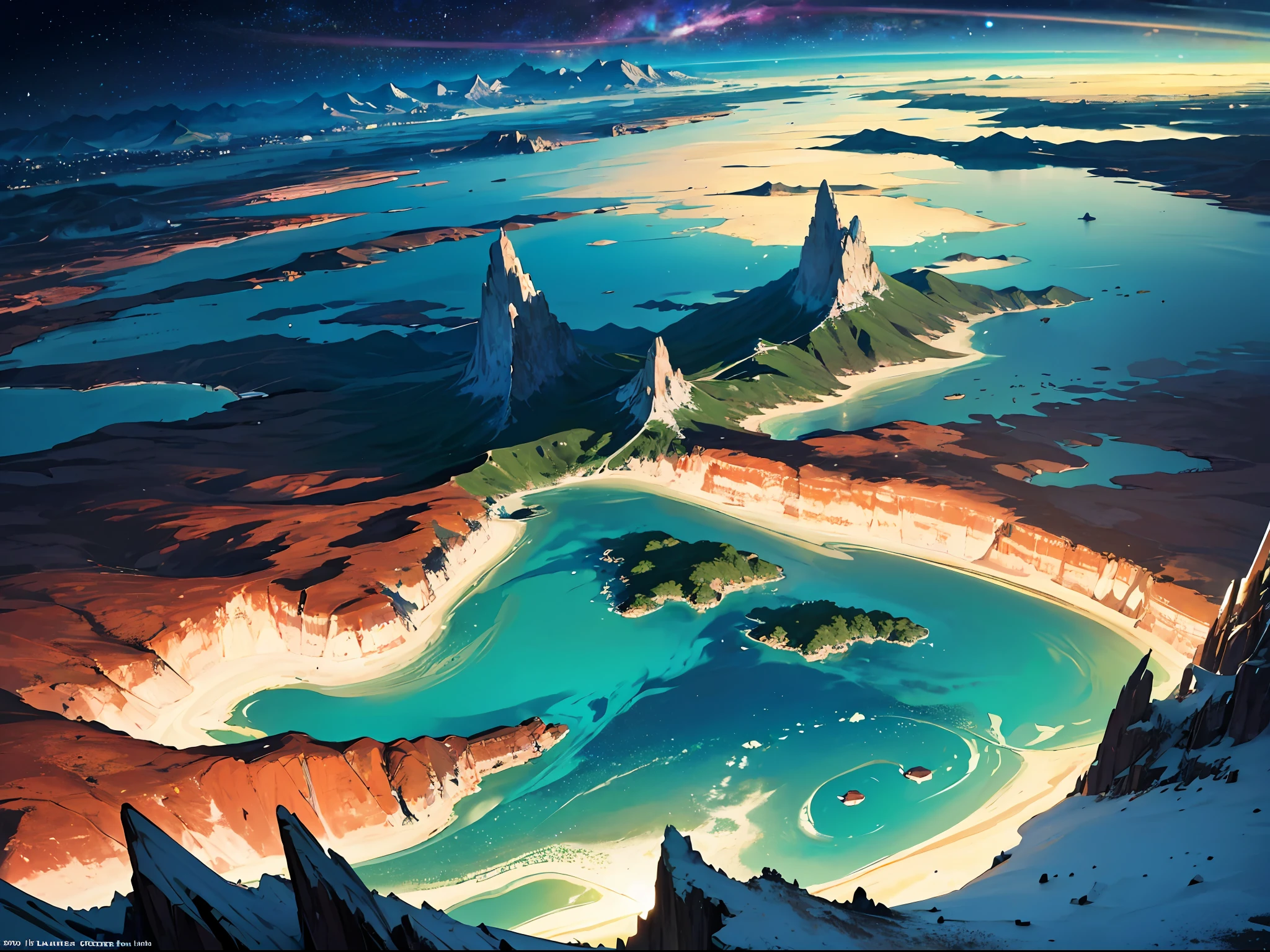 (best quality, high resolution) planet earth, satellite view, majestic and breathtaking, floating in space, beautiful and spectacular natural landmarks, gorgeous colors, stunning landscapes, crystal clear oceans, magnificent mountain ranges, sprawling cities, and shining lights.