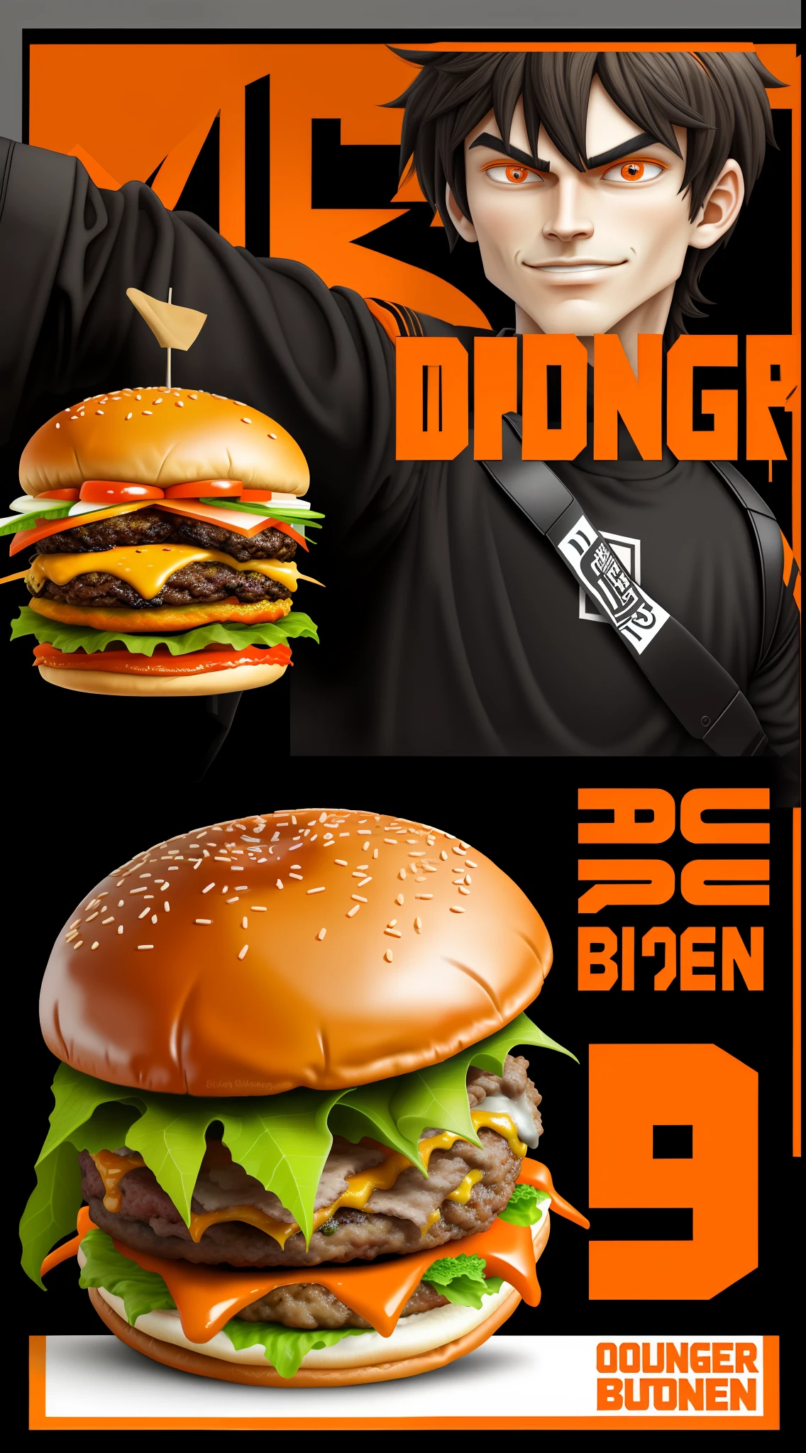 Orange and black only flyer burger