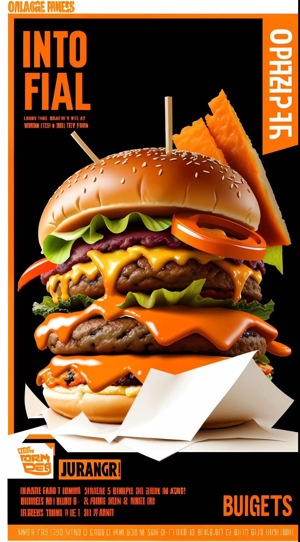 Orange and black only flyer burger