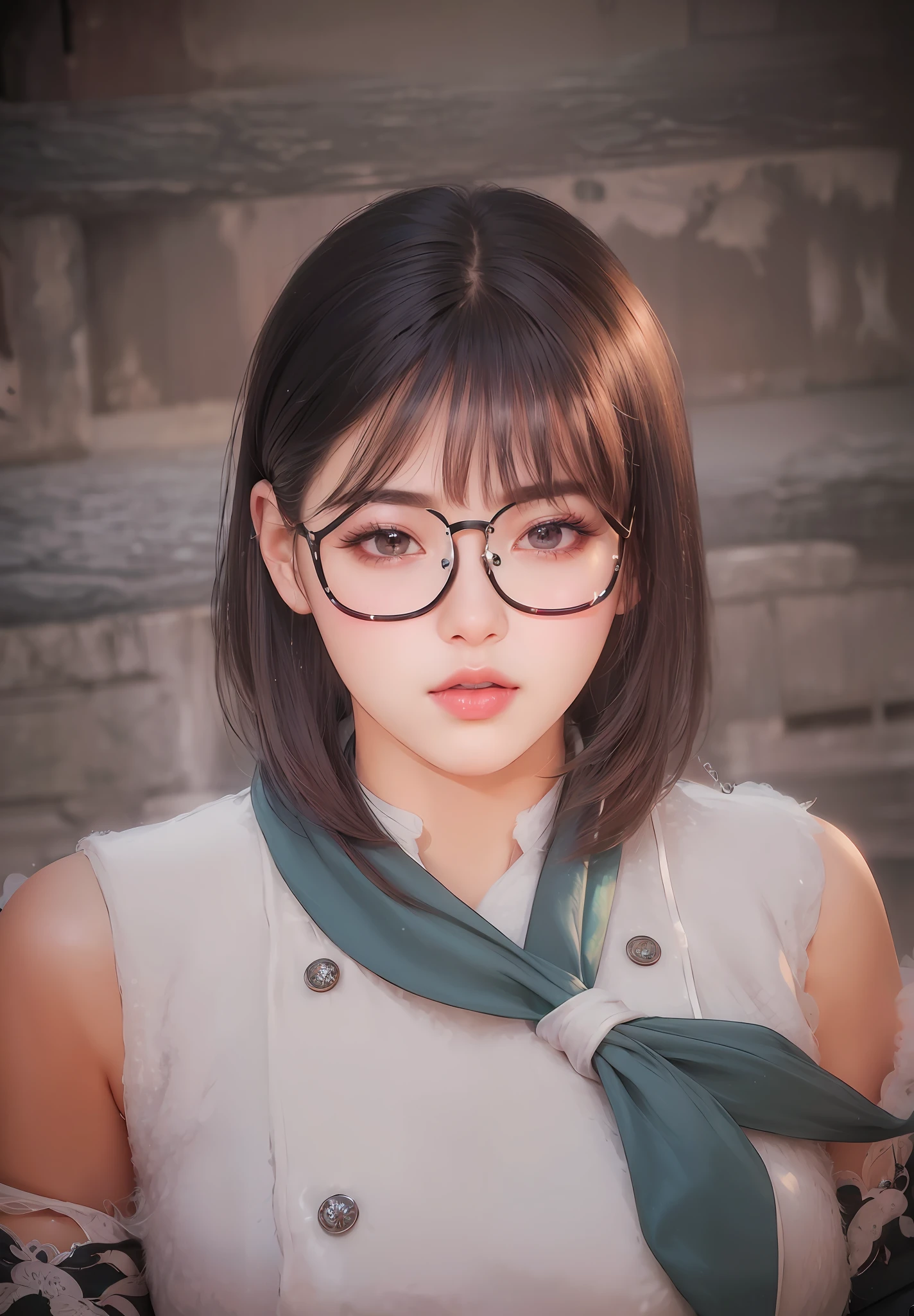 (8k, RAW photo, photorealistic:1.25) ,( lipgloss, eyelashes, gloss-face, glossy skin, best quality, ultra highres, depth of field, chromatic aberration, caustics, Broad lighting, natural shading, Kpop idol) looking at the audience With serenity and goddess-like bliss,