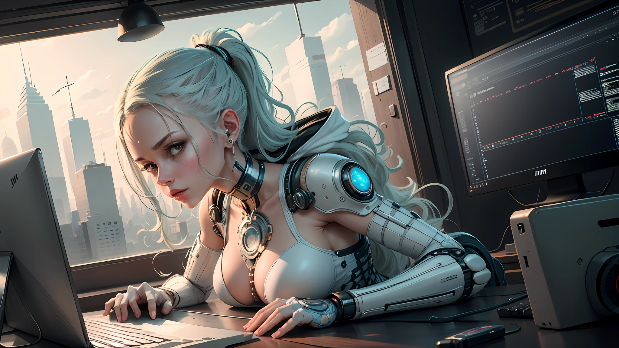 "Inspired by ultra-detailed conceptual art to create an electronic system on a humanoid head|robot woman|have a visible detailed brain|with visible care|muscle cables|biopunk|cyberneticism|cyberpunk|white marble|canon m50| 100mm|sharply focused|smooth|surrealism|very detailed|intricate details|Michelangelo's sculpted masterpiece. Unleash your inner Cu73Cre4ture programmer with the power of steady diffusion and bring your imagination to life! ", high detail, 8k