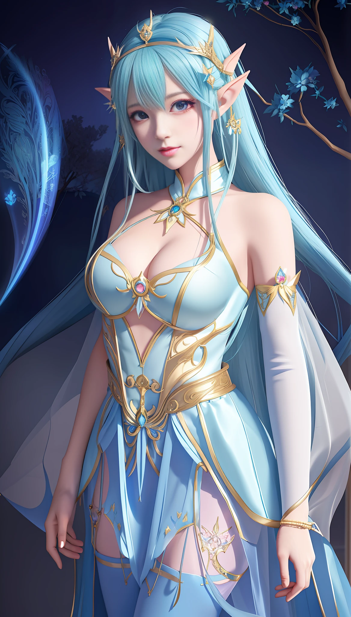 Anime girl wearing blue tights, beautiful seductive anime woman, anime goddess, (((beautiful fantasy queen)), beautiful fantasy girl, beautiful fantasy queen, beautiful anime woman, fantasy art style, seductive anime girl, fantasy woman, beautiful elegant elf queen, anime fantasy illustration