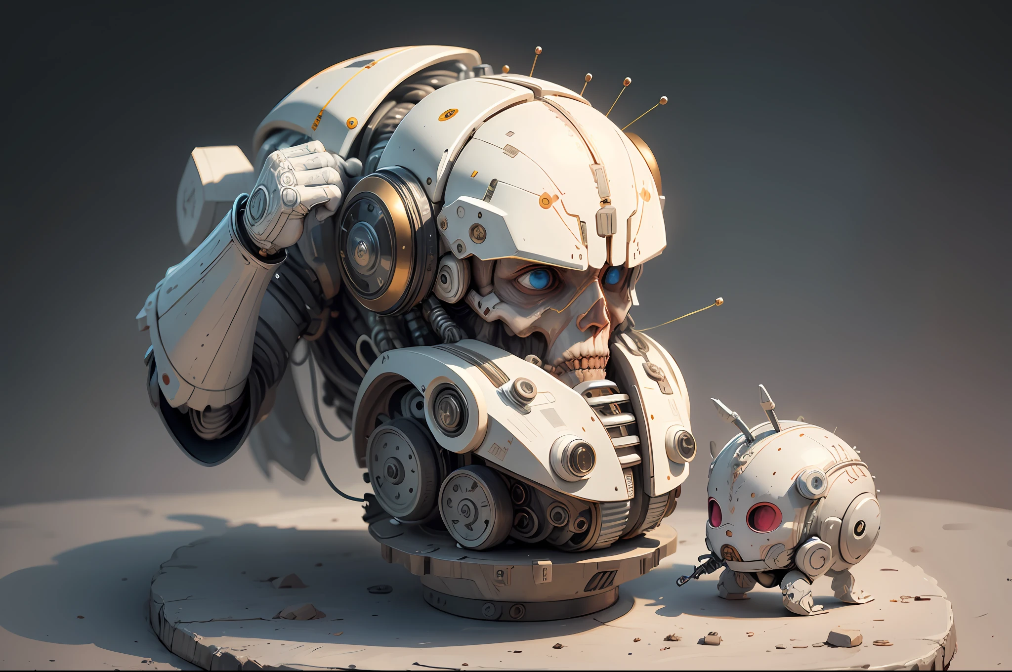 "Inspired by ultra-detailed conceptual art to create an electronic system on a humanoid head | a robot | has a visible detailed brain | with visible care | muscle cords | biopunk | cybernetics | cyberpunk | white marble statue | Canon m50| 100mm|sharply focused|smooth|surrealism|very detailed|intricate details|Michelangelo's sculpted masterpiece. Unleash your inner Cu73Cre4ture programmer with the power of steady diffusion and bring your imagination to life! ", high detail, 8k