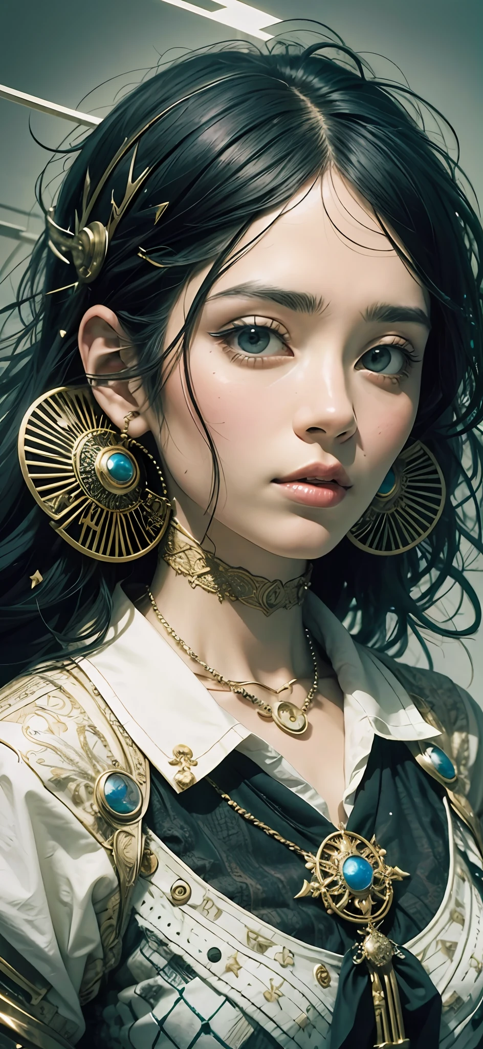 black hair, hairpin, Surrealism, untidy, 8k, super detail --auto --s2