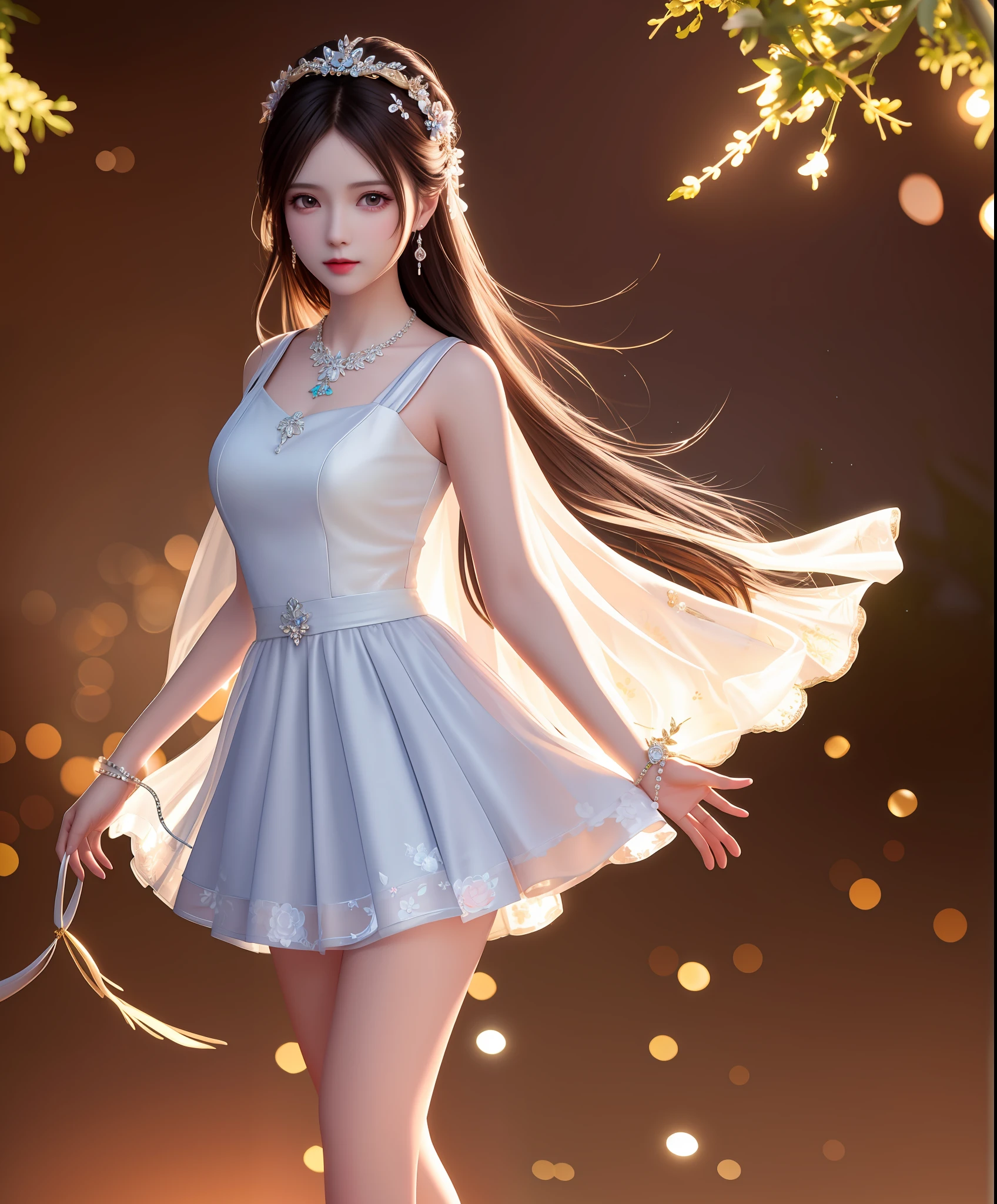 Best Quality, Masterpiece, High Resolution, 1Girl, Porcelain Dress, Hair Accessories, Necklace, Jewelry, Beautiful Face, Full Body, Slim and Long Legs, Tyndall Effect, Realistic, Dark Studio, Edge Lighting, Two-tone Lighting, (High Detail Skin: 1.2), 8K UHD, DSLR, Soft Light, High Quality, Volumetric Light, Voy Shot, Photos, High Resolution, 4K, 8K, Bokeh,