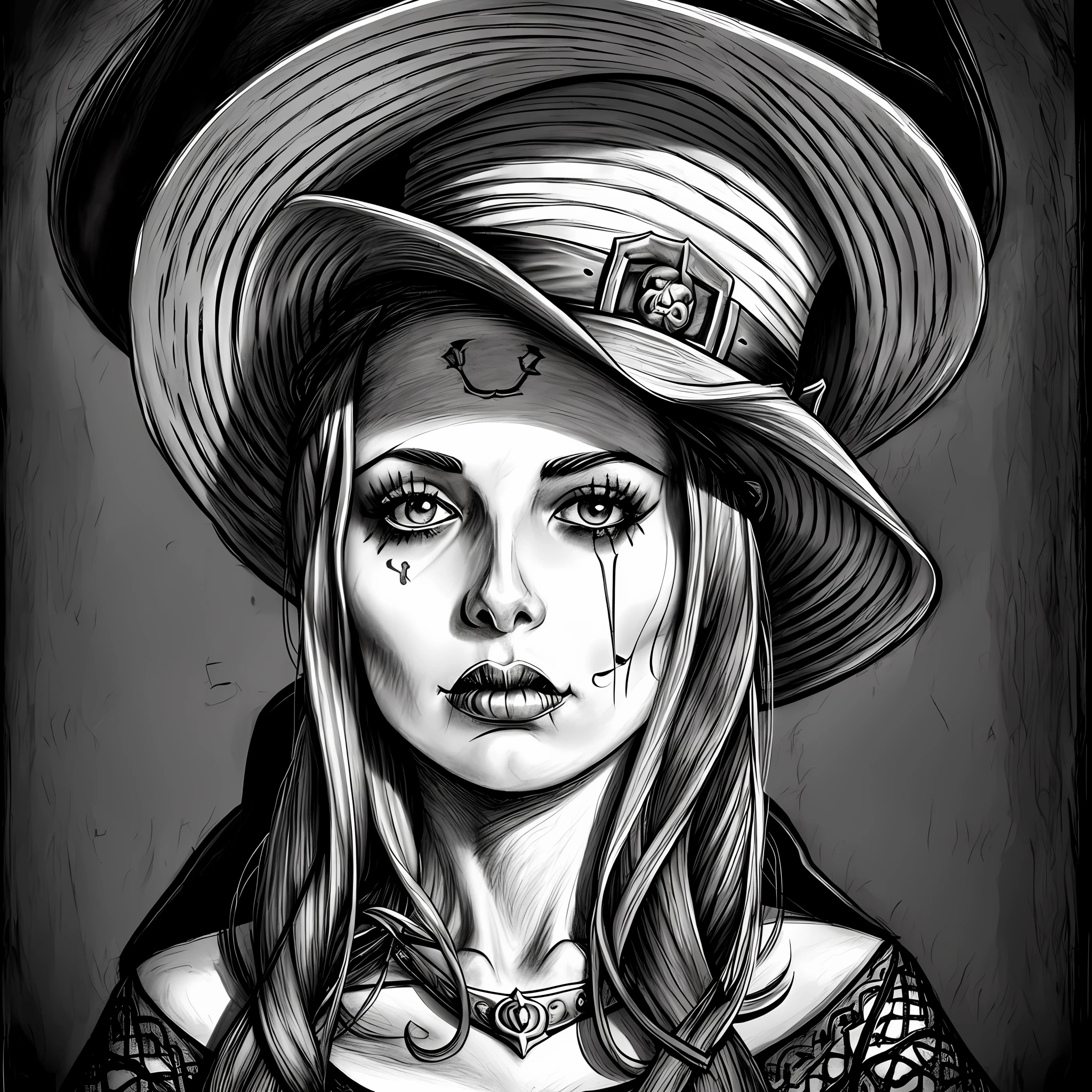 m drawing of a woman with a hat and a skull, witch woman, portrait of a witch, classic witch, close-up portrait goddess skull, goddess of death, anime skull portrait woman, beautiful witch cowboy, witch, beautiful witch female, beautiful witch scary female, portrait of a dark witch, illustration mcbess, side portrait dark witch, witch, a witch