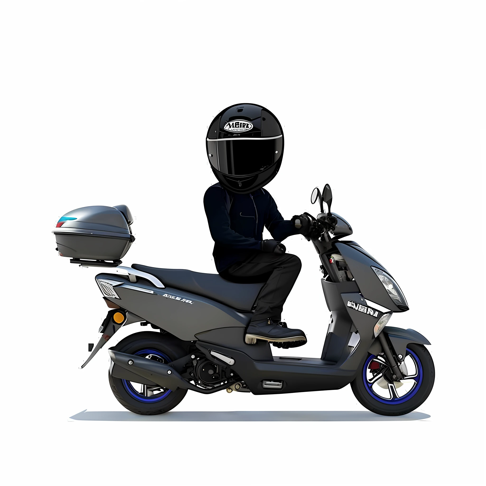 arafed man in a helmet riding a motorcycle with a helmet on, without helmet, moped, riding on the moped scooter, riding a motorbike, riding a motorcycle, motorcycle, no helmet, motorbiker, wearing helmet, wearing a helmet, with neon visor, picture of a male biker, custom scooter, forward facing angle, sitting on cyberpunk motorbike