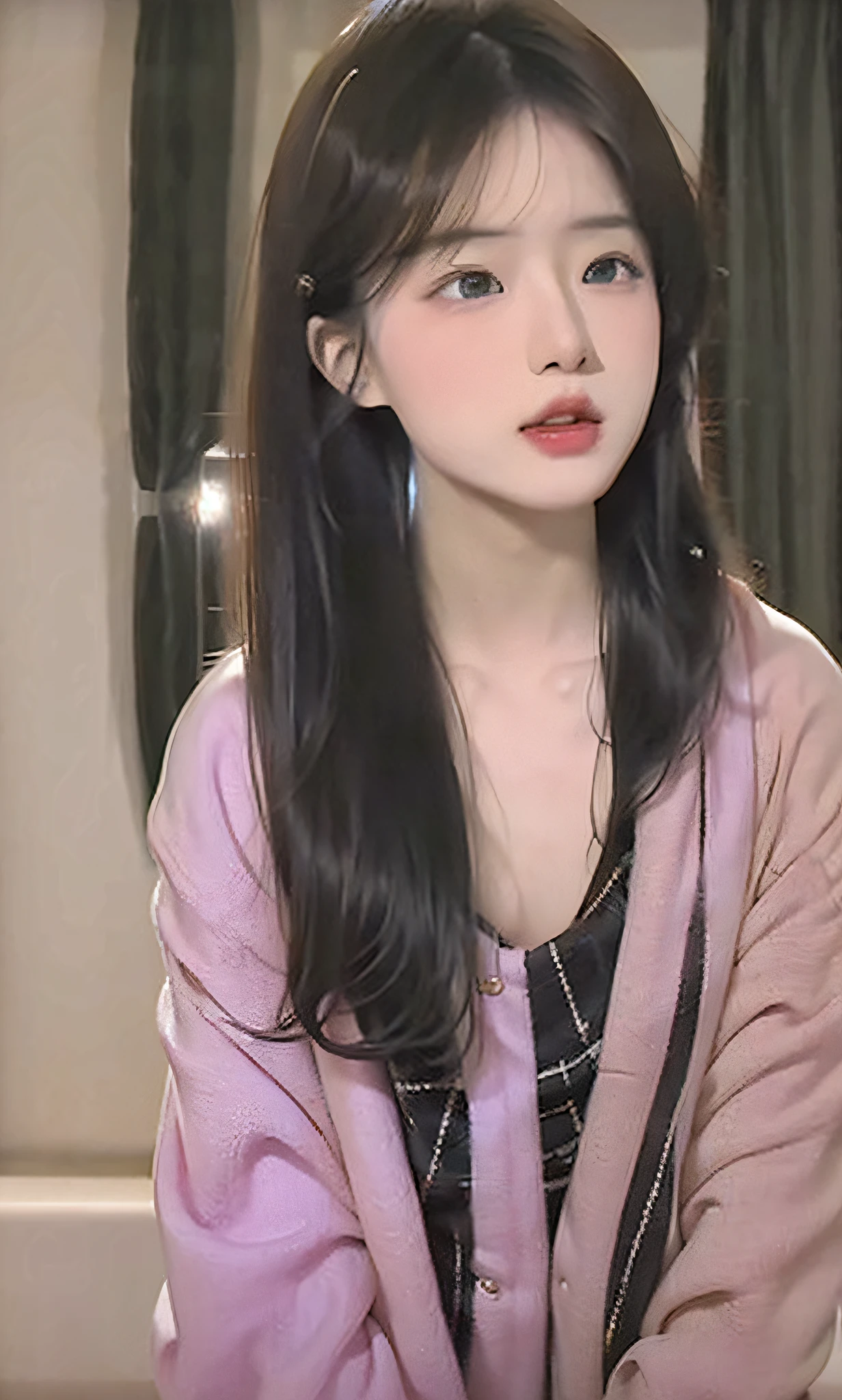 (8k, RAW photo, photorealistic:1.25) ,( lip gloss, eyelashes, glossy finish, glossy skin, best quality, super high resolution, depth of field, chromatic aberration, caustics, wide light, natural shadow, Kpop idol) look with serenity and goddess-like bliss to the spectators,