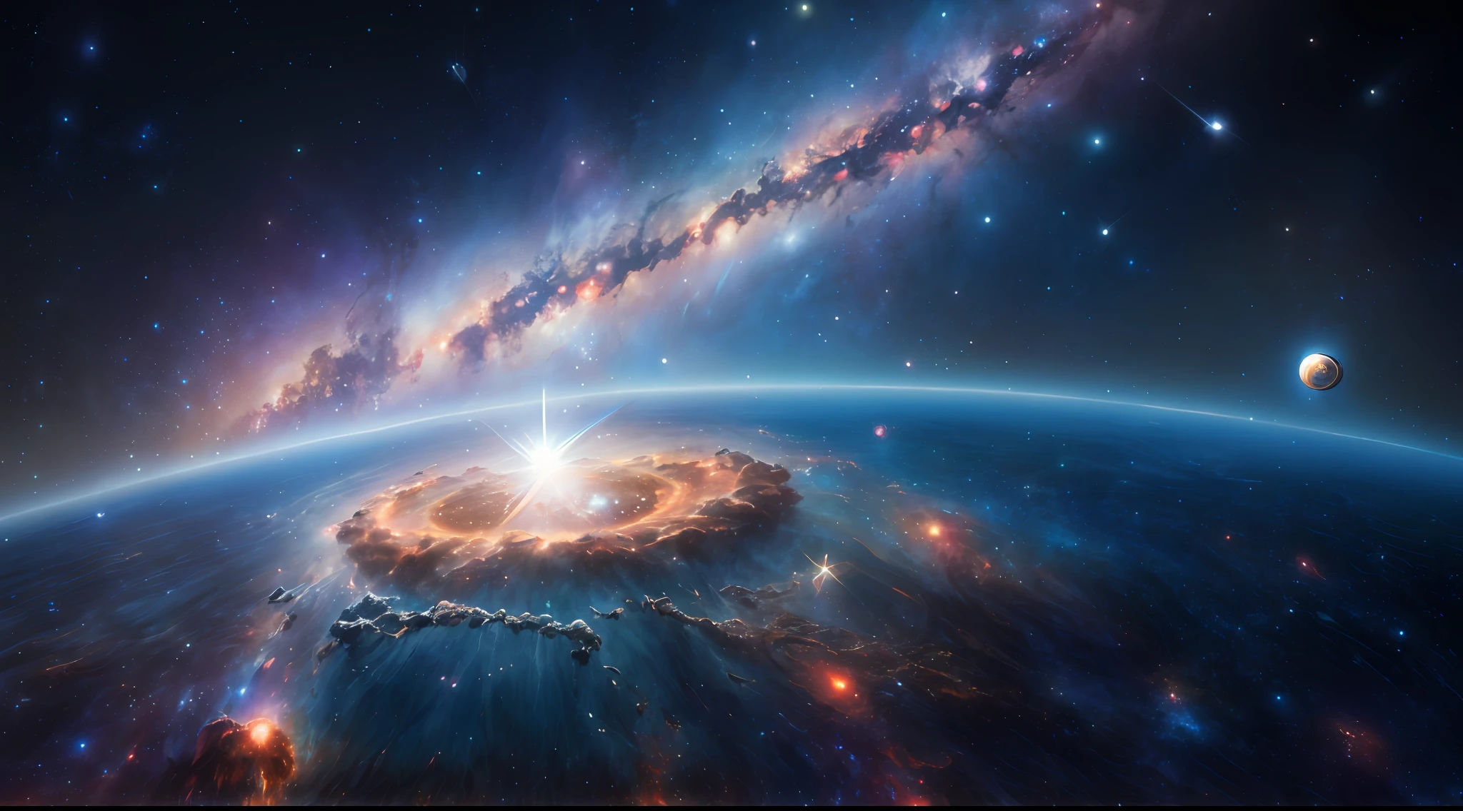 masterpiece, best quality, high quality, extremely detailed CG unity 8k wallpaper, Depth of Field, HDR,,Photorealistic,extremely detailed, Intricate, High Detail, universe, space, galaxy, stars, planets, astronomy, cosmos, celestial, nebula, black hole, solar system, cosmic rays, supernova, deep space, astronomical objects
