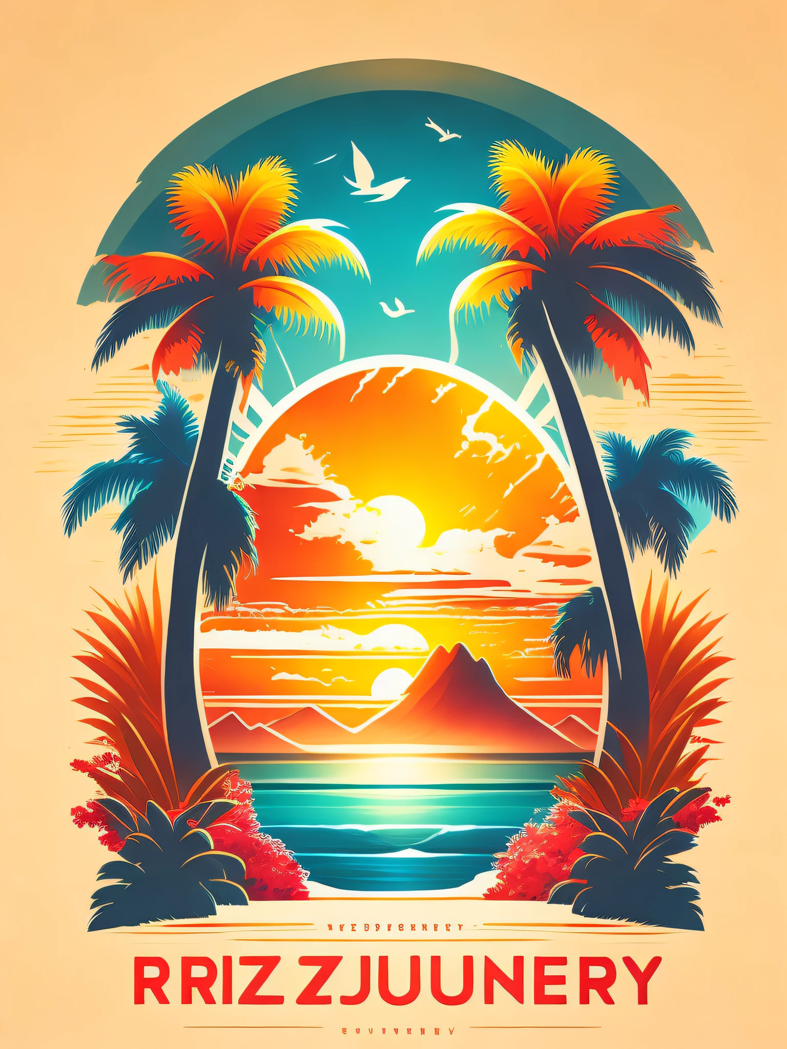 t-shirt design, rzminjourney, vector art, summer design, hot like hawaii