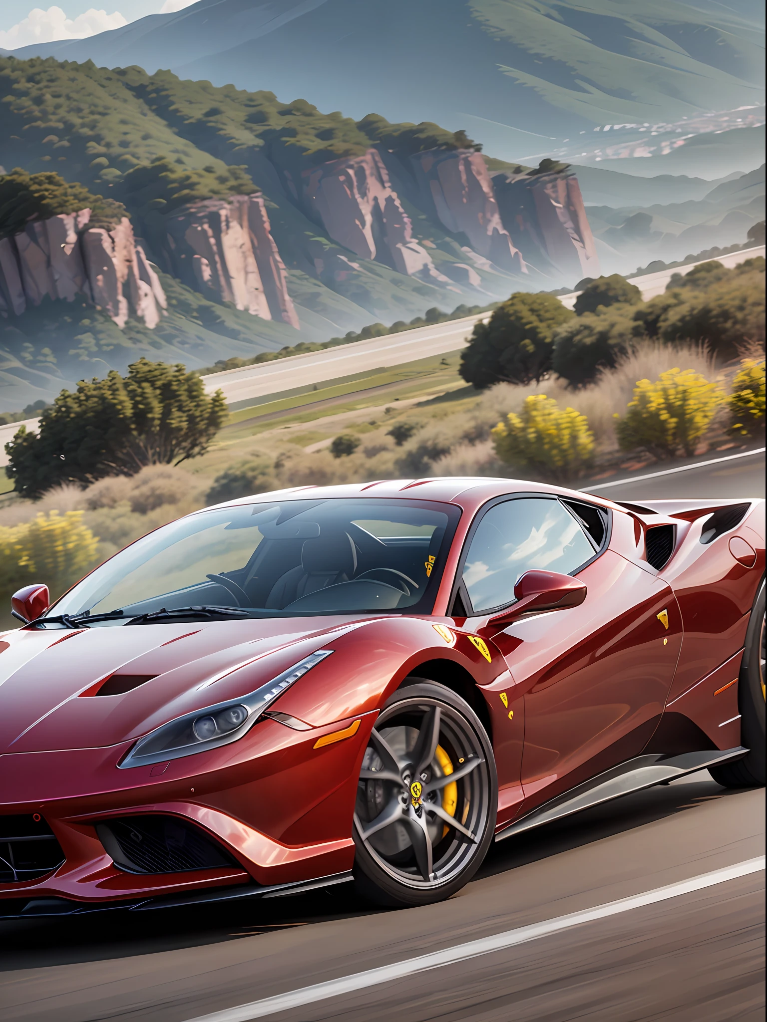 a ferrari driving going to the horizon --auto --s2