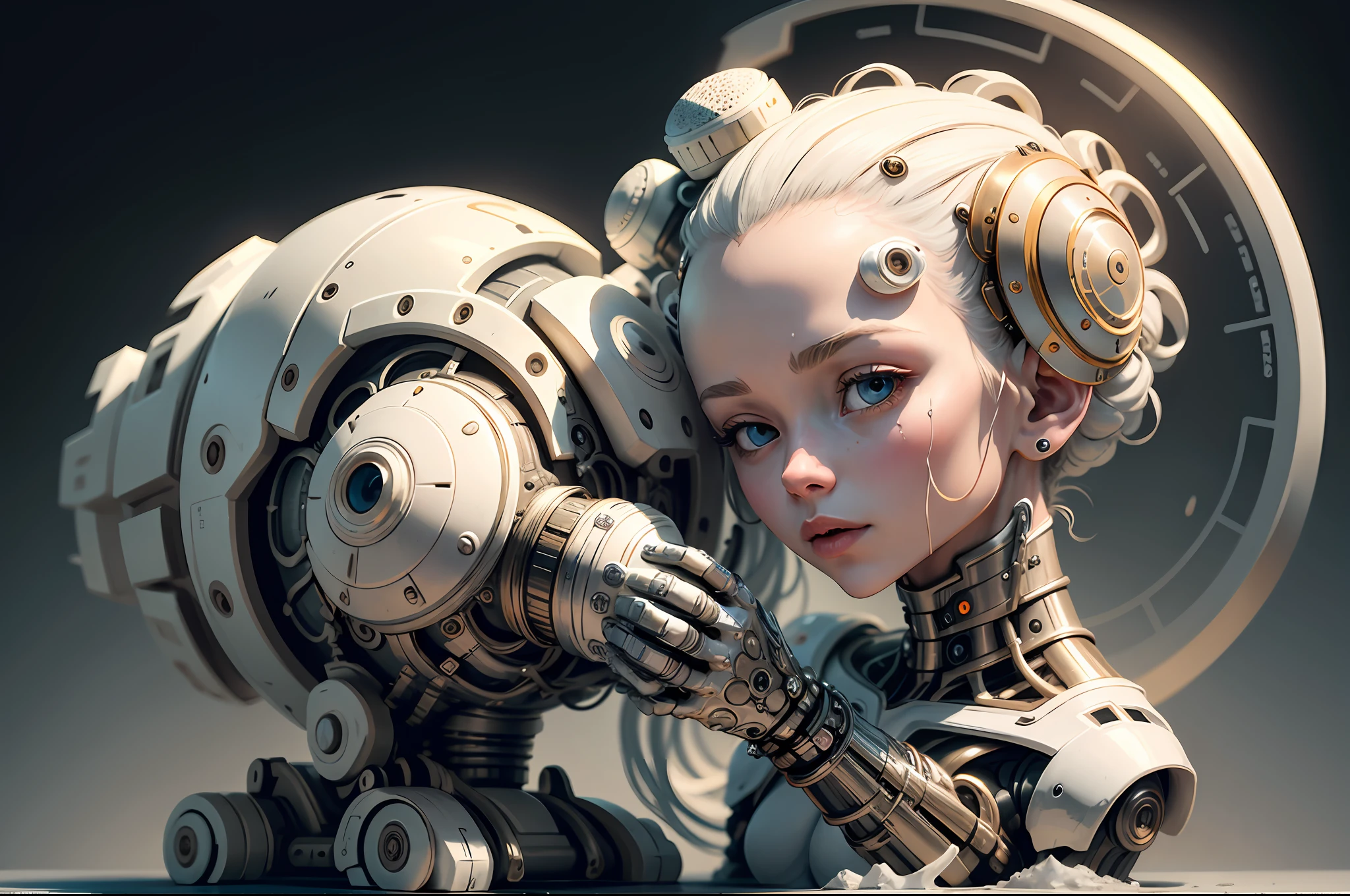 "Created with inspired ultra-detailed conceptual art | in a very developed futuristic world | electronic systems on a humanoid head | robots | have a visible detailed brain | with visible care | muscle cords | biopunk | cybernetics | cyberpunk | white marble statue | canon m50| 100 mm|sharply focused|smooth|surrealism|very detailed|intricate details|Michelangelo carving. Masterpiece. Unleash your inner Cu73Cre4ture programmer with the power of steady diffusion and bring your imagination to life! ", high detail, 8k