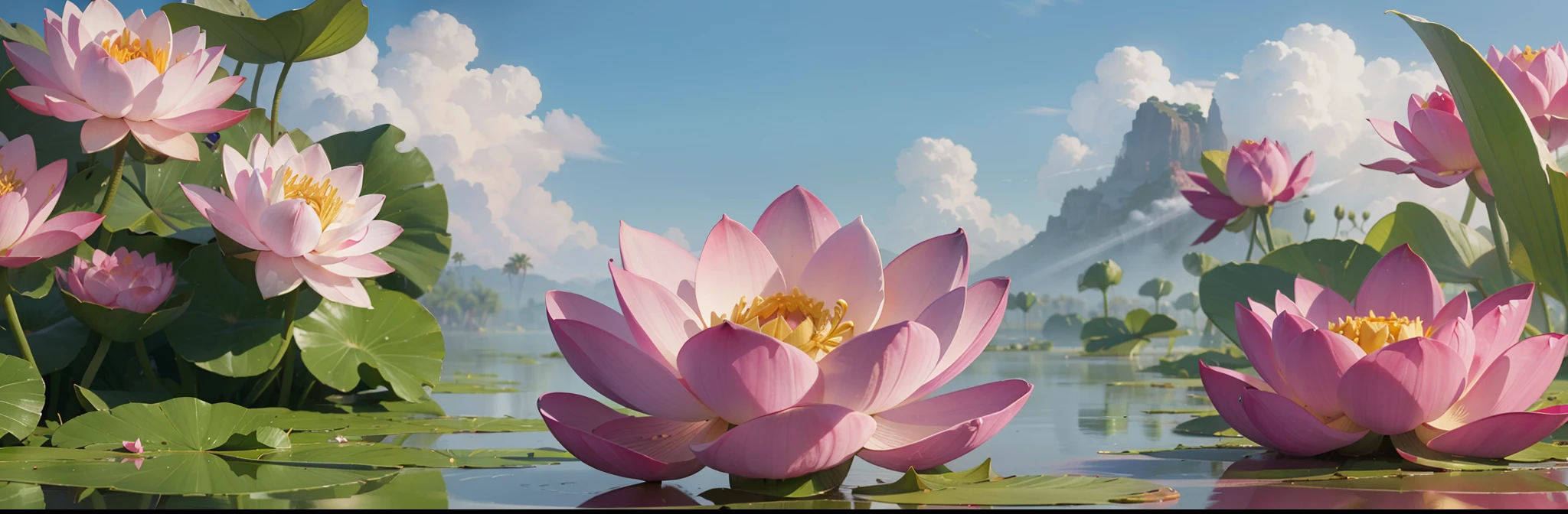 lotus flowers in heaven, dreaming, hyper realistic, trending in Artstation