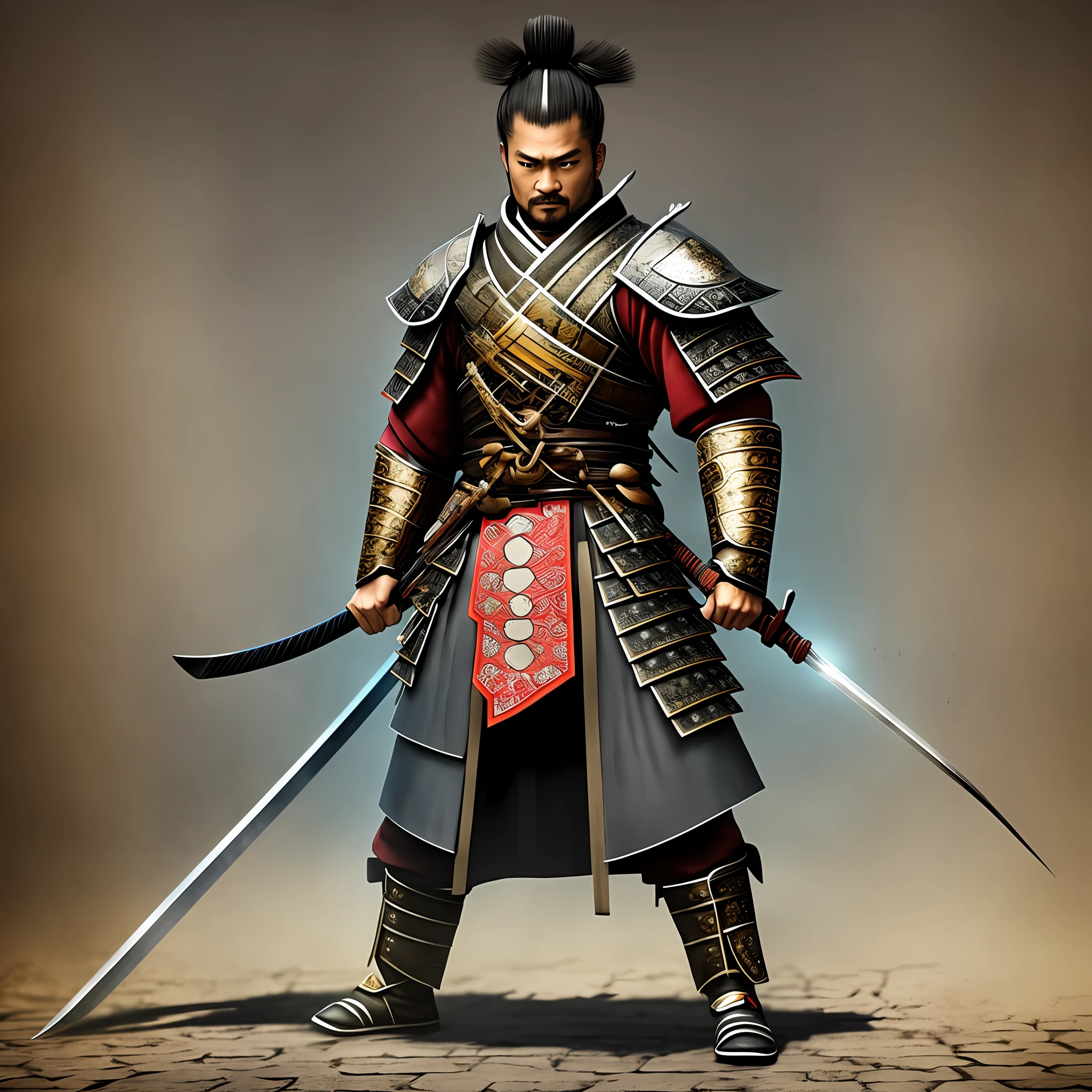 Samurai warrior, full body facing the camera. Male appearance around the age of 40. --auto --s2