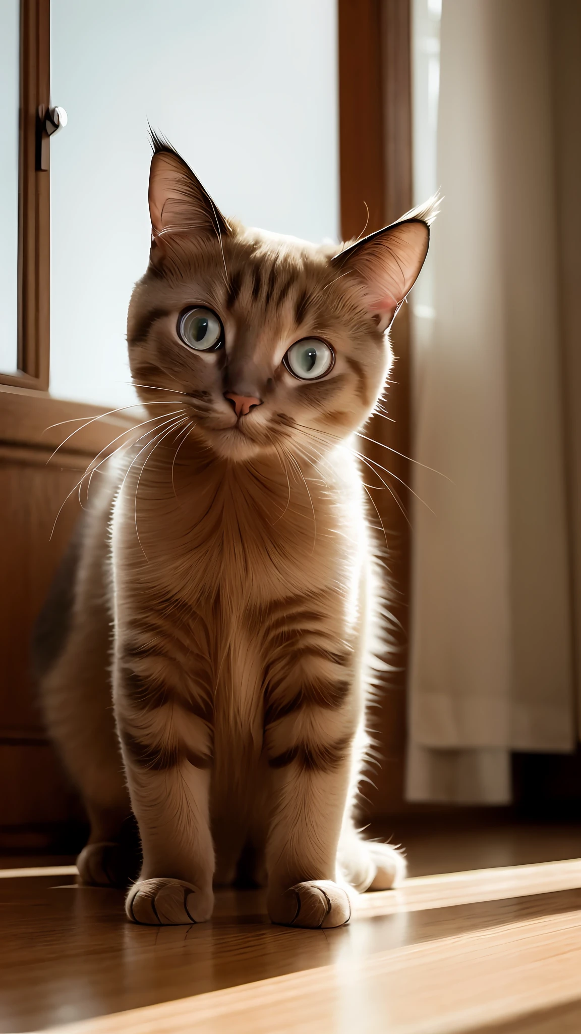 cat, (Himalaya), (small)))), in a teacup, face, front paws sticking out, 8K, professional photo, delicate, clear, on the table, inside the house, sunlight, light leakage, masterpiece, ((pretty))), fashion teacup, (reality), plush toy, round pupils, there is a cat sitting on the floor next to the curtain, curious expression, aesthetic Siamese cat, looking at the camera, away from the lens, looks surprised, wallpaper! , she has a distant expression, she looks at us, surprised, stares at the audience, looks at the content, looks directly at the audience, looks absent-minded and embarrassed, looks at the camera, the eyes are bright and clear, Siamese cat, the characteristics are obvious