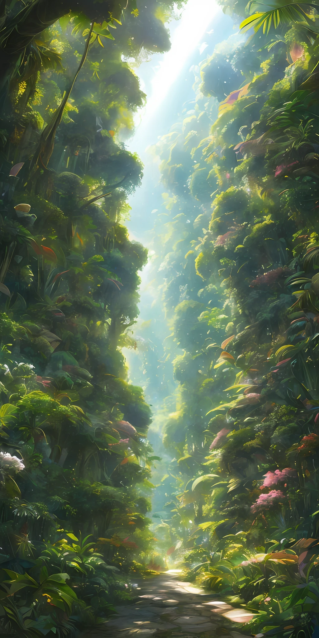 A detailed and intricate digital illustration of a dense jungle full of exotic flora and fauna, with sunlight filtering through the canopy creating a dappled effect. Yoshitaka Amano and Hayao Miyazaki's style, masterpieces, proportions, details, art station trends, beautiful lighting, realistic, intricate, award winning, 4k, highest quality award winning, 4K digital painting in the style of Yoshitaka Amano. A detailed and intricate depiction of the zombie apocalypse, masterfully capturing the chaos and drama of the scene. Beautiful lighting and cinematic composition make this piece a true masterpiece, trending on artstation