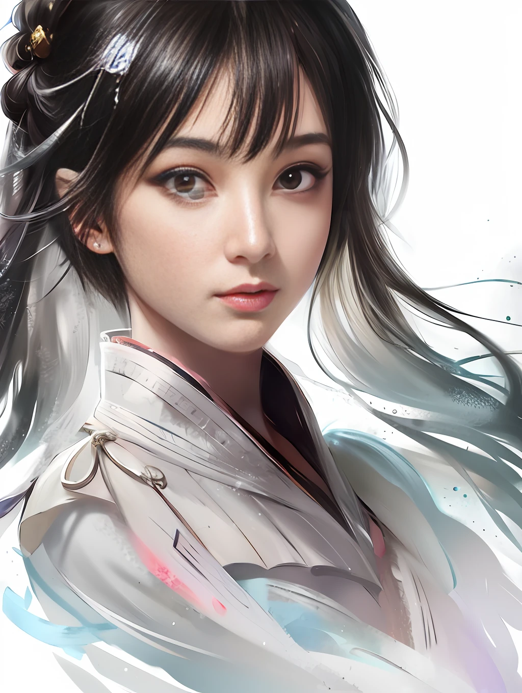 anime girl with long hair and a white blouse with a flower in her hair, beautiful character painting, artwork in the style of guweiz, a beautiful artwork illustration, guweiz, g liulian art style, artgerm. anime illustration, rossdraws portrait, stunning anime face portrait, rossdraws digital painting, beautiful digital artwork, by Yang J