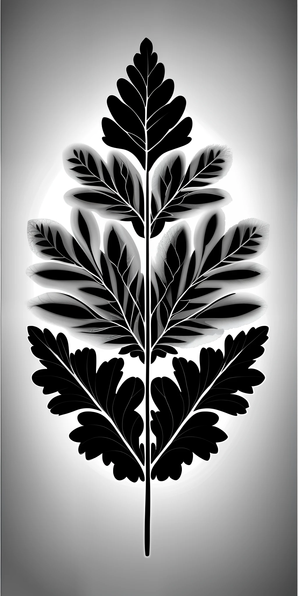 Mustard leaves, black and white vector image