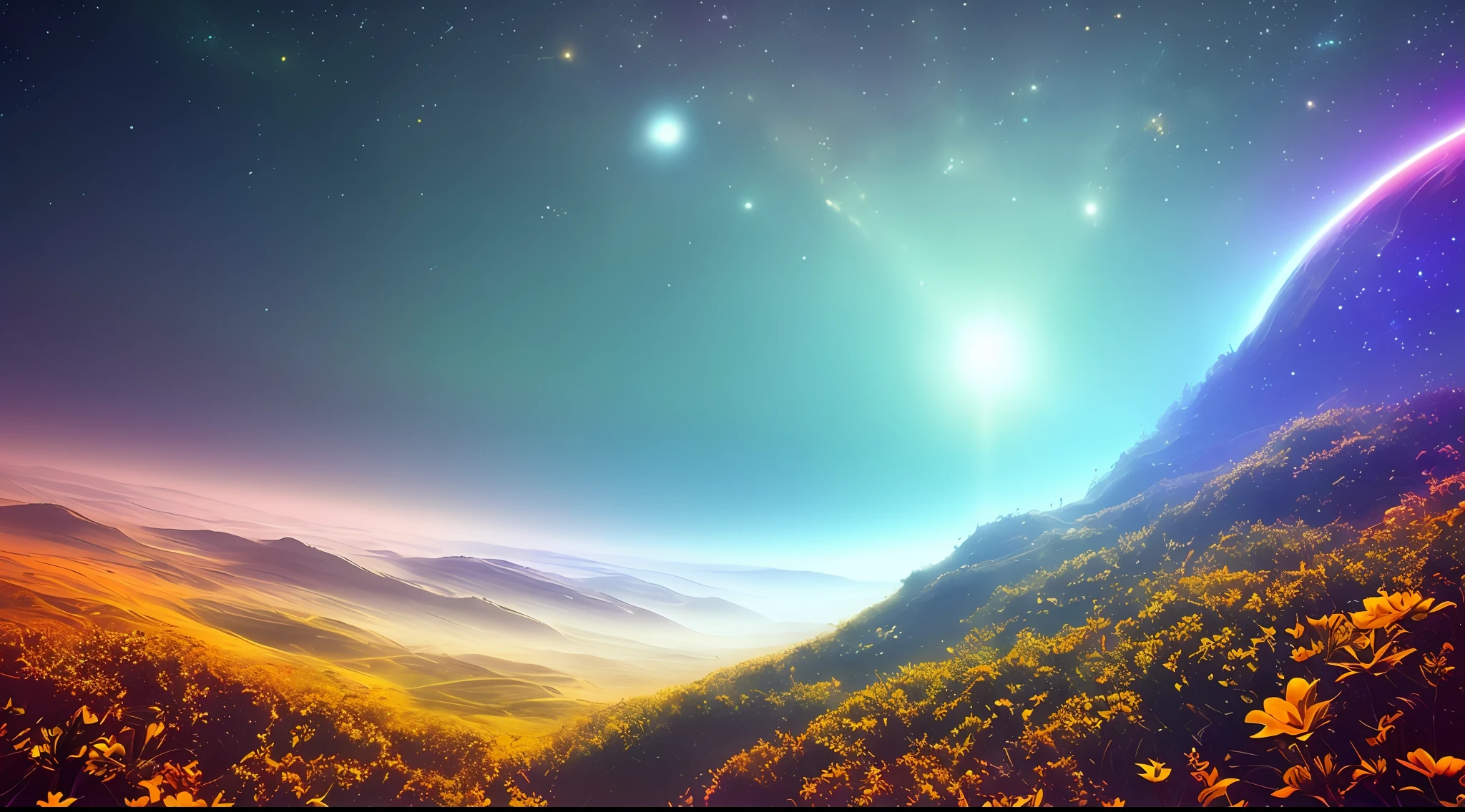 The light is shining, the haze gradually disperses, through the mysterious layers of chaos, greeting me as the endless interstellar universe, allowing me to swim in infinite possibilities.