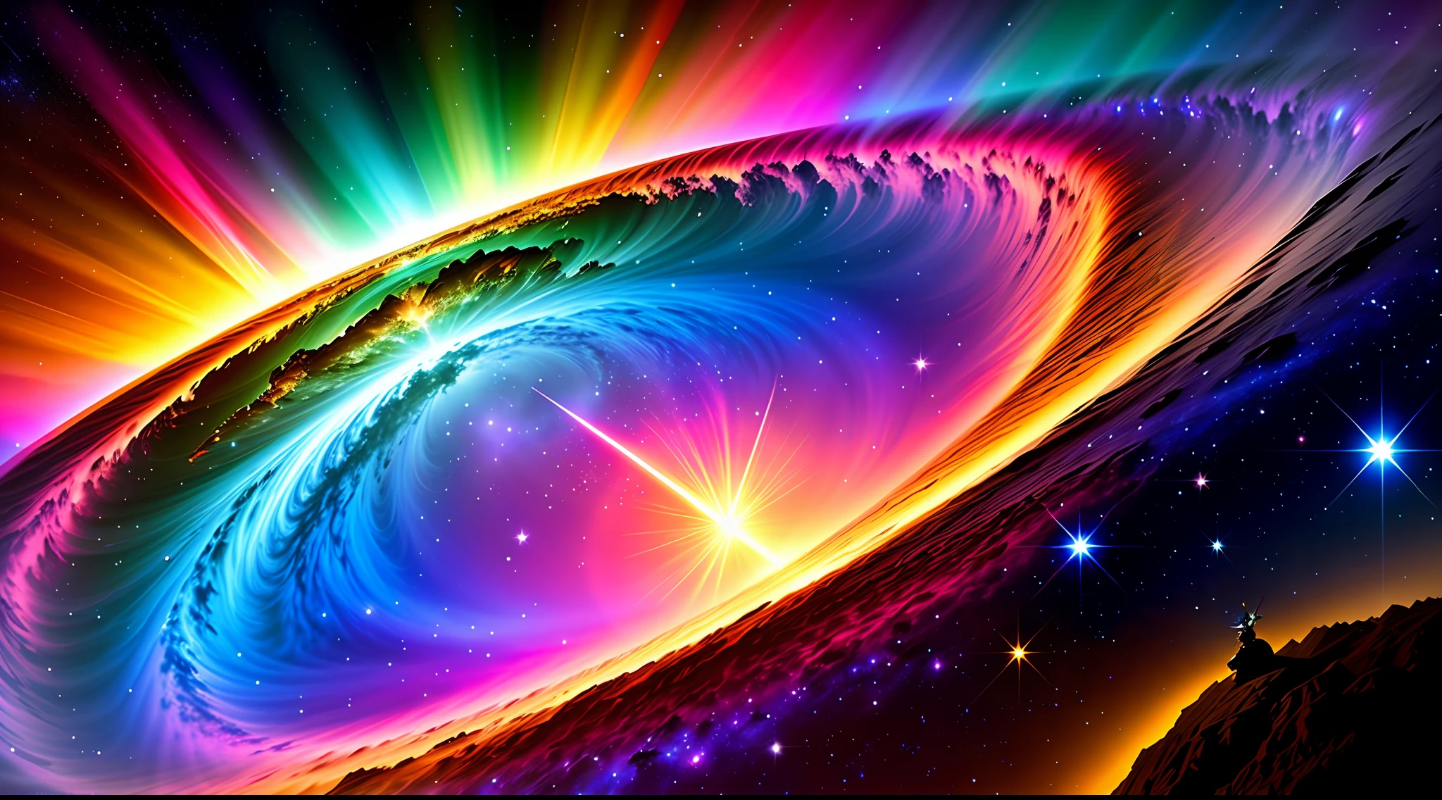 Battling in the heavens the heralds of a new age birth galactic nebula in a blind range against the creators of meaning no longer content to be blistering neurons in the minds  of gods they ascend like so many dying suns