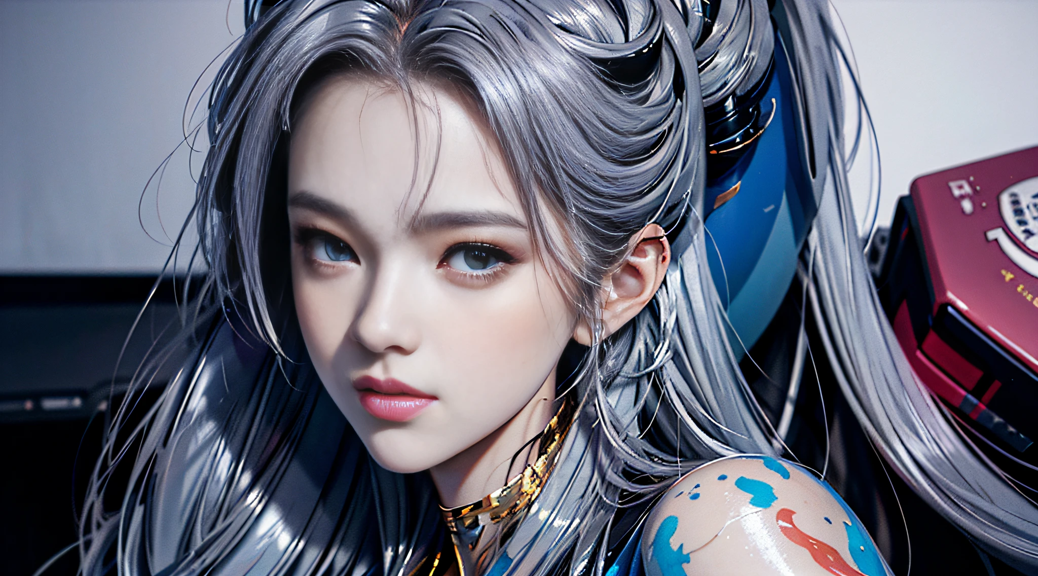 a woman with a messy hair and a silver dress, a photorealistic painting by Yanjun Cheng, Artstation, digital art, beautiful anime portrait, artwork in the style of guweiz, guweiz, stunning anime face portrait, detailed portrait of anime girl, anime style portrait, detailed digital anime art, kawaii realistic portrait, high quality portrait