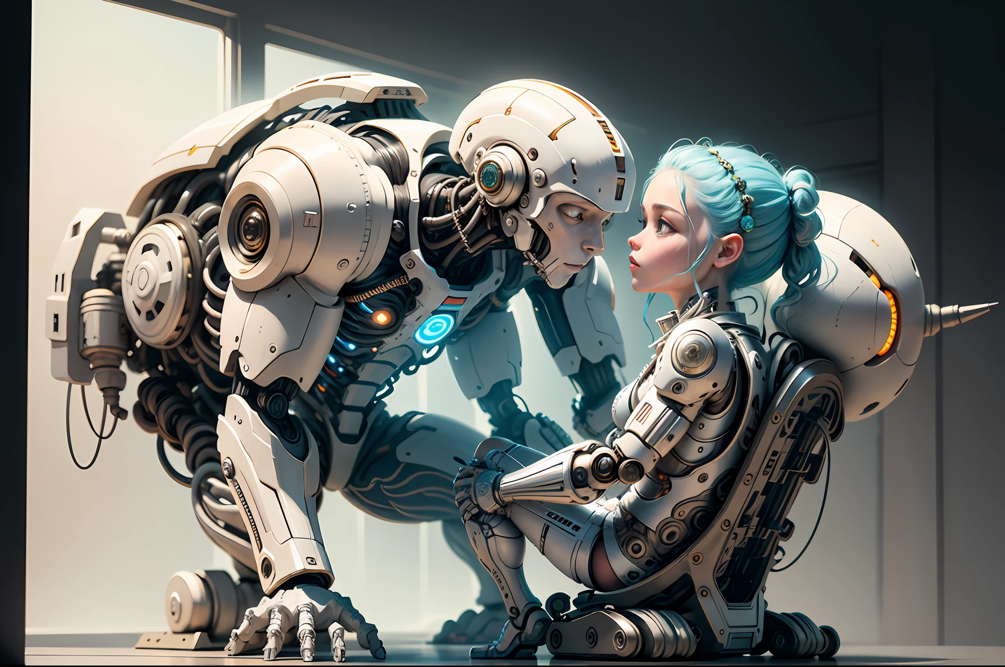 "Created with inspired ultra-detailed conceptual art | in a very developed futuristic world | electronic systems on a humanoid head | robots | have a visible detailed brain | with visible care | muscle cords | biopunk | cybernetics | cyberpunk | white marble statue | canon m50| 100 mm|sharply focused|smooth|surrealism|very detailed|intricate details|Michelangelo carving. Masterpiece. Unleash your inner Cu73Cre4ture programmer with the power of steady diffusion and bring your imagination to life! ", high detail, 8k