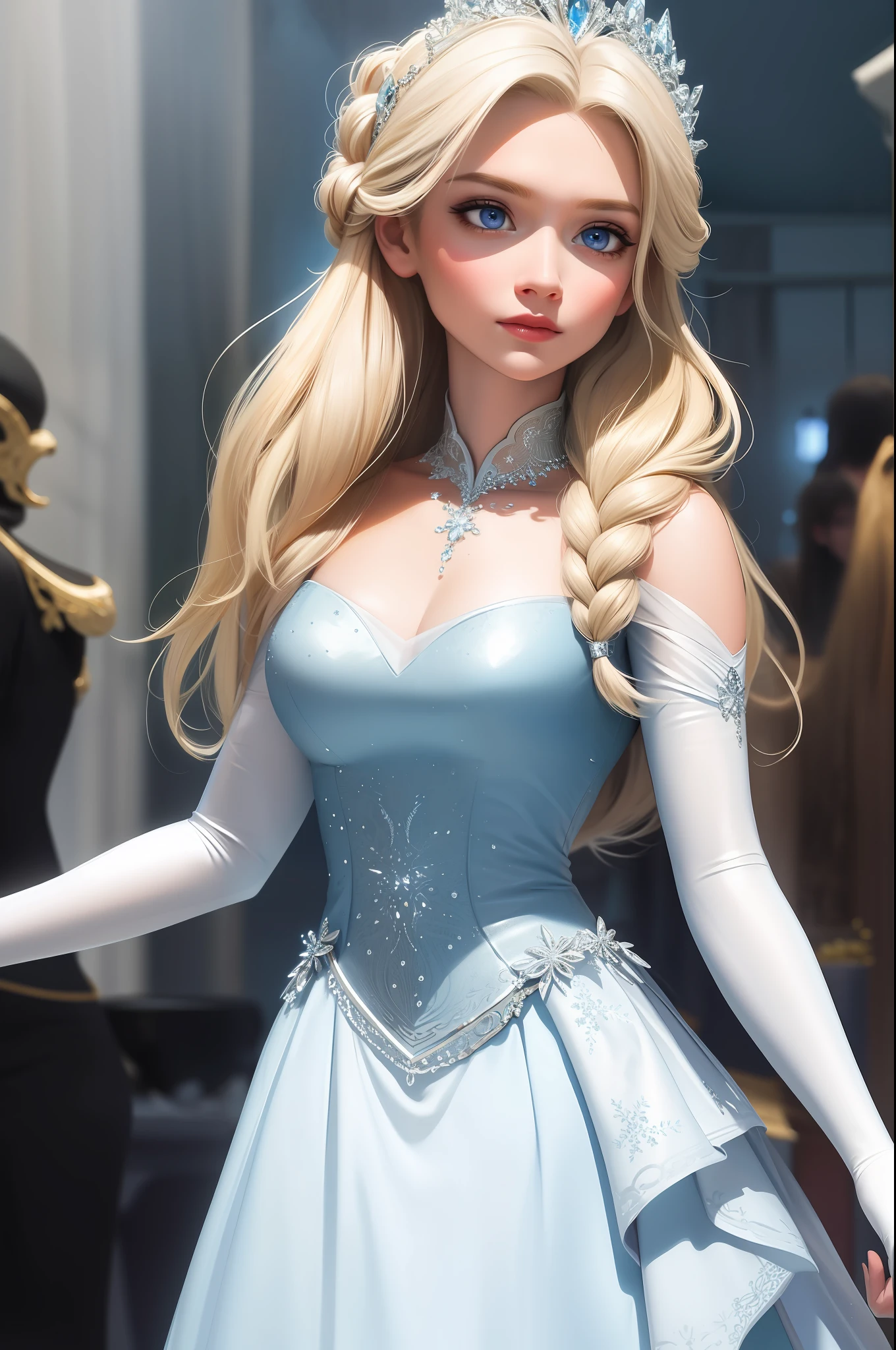 best quality, masterpiece, (elsa:0.8), upper body, blue eyes,