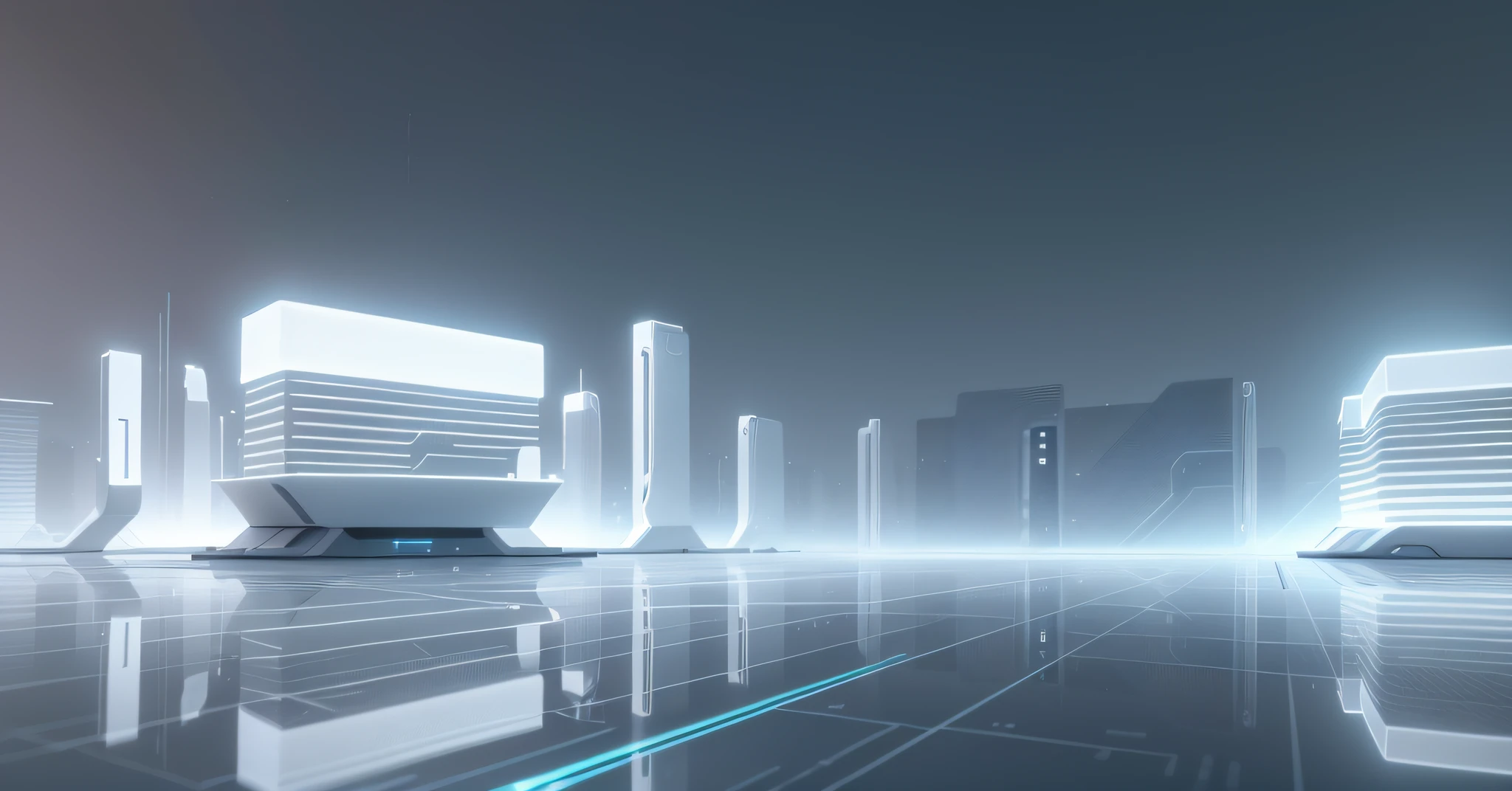 Wide and grand white futuristic AI square, white, light signal, circuit, empty space, vista, empty, light signal, circuit, transparent glass texture, 3D, bright white background, overlook, dot perspective, light color technology, masterpiece, high detail, best quality, high quality, very detailed CG unity 8k wallpaper,