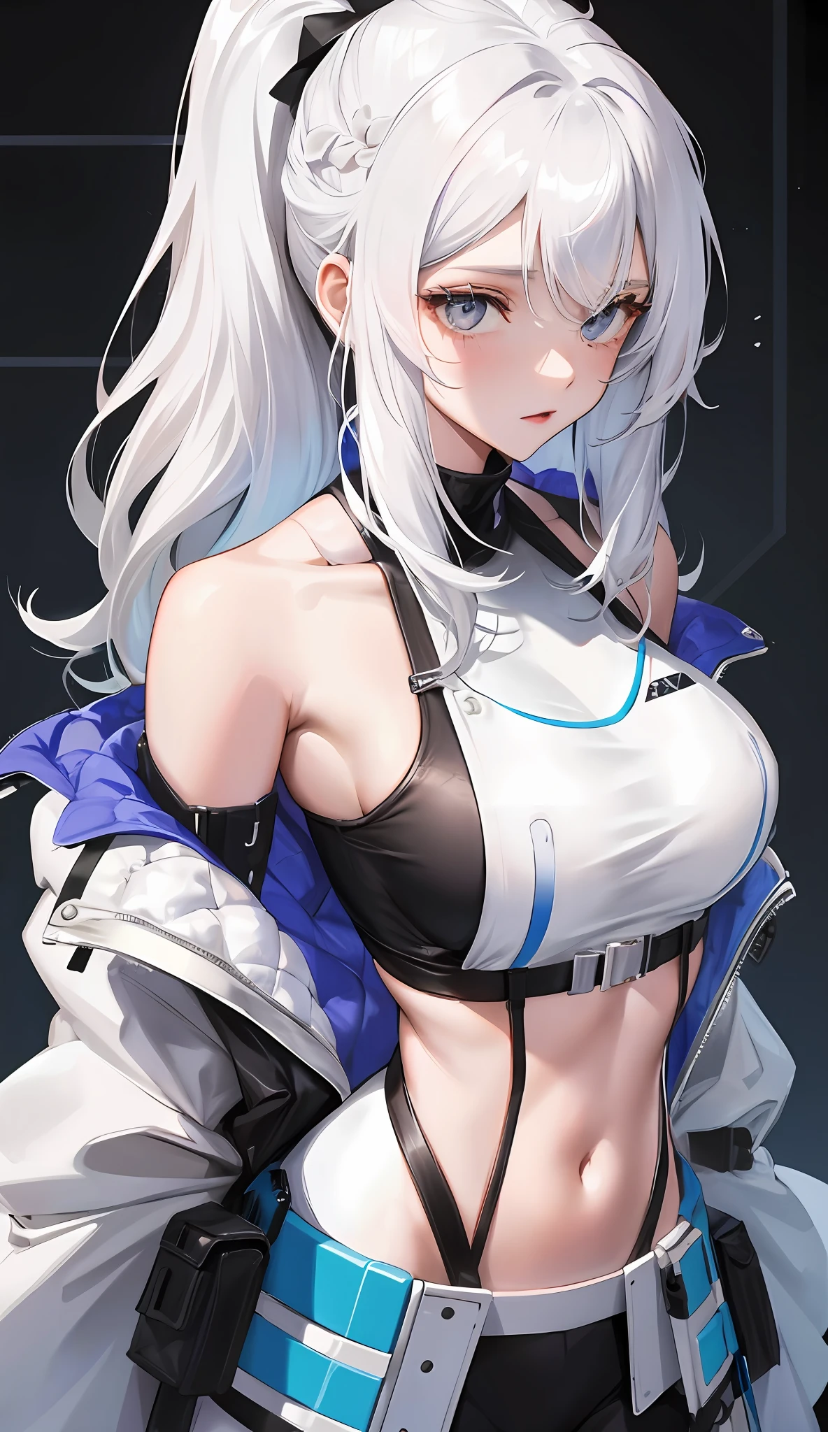 Girl, female, vest line, silver-white hair