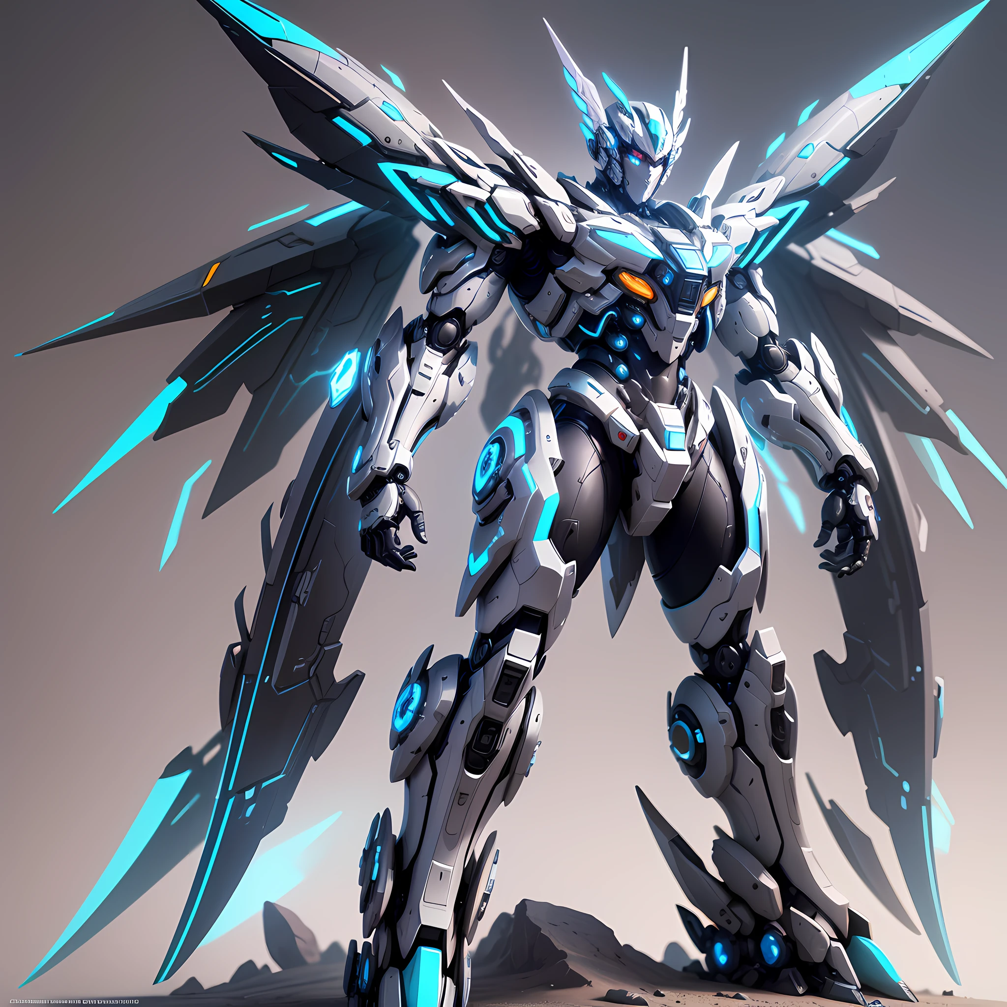 Robot close-up with futuristic body and wings, mecha wings, male mecha, futuristic robot angel, high-quality digital concept art, mechanized Valkyrie boy, cool robot character design, mecha set, cool mecha style, symmetry! Futuristic robots, smooth digital concept art, stunning 8K character concept design, art by Alessandro Pautasso --auto --s2