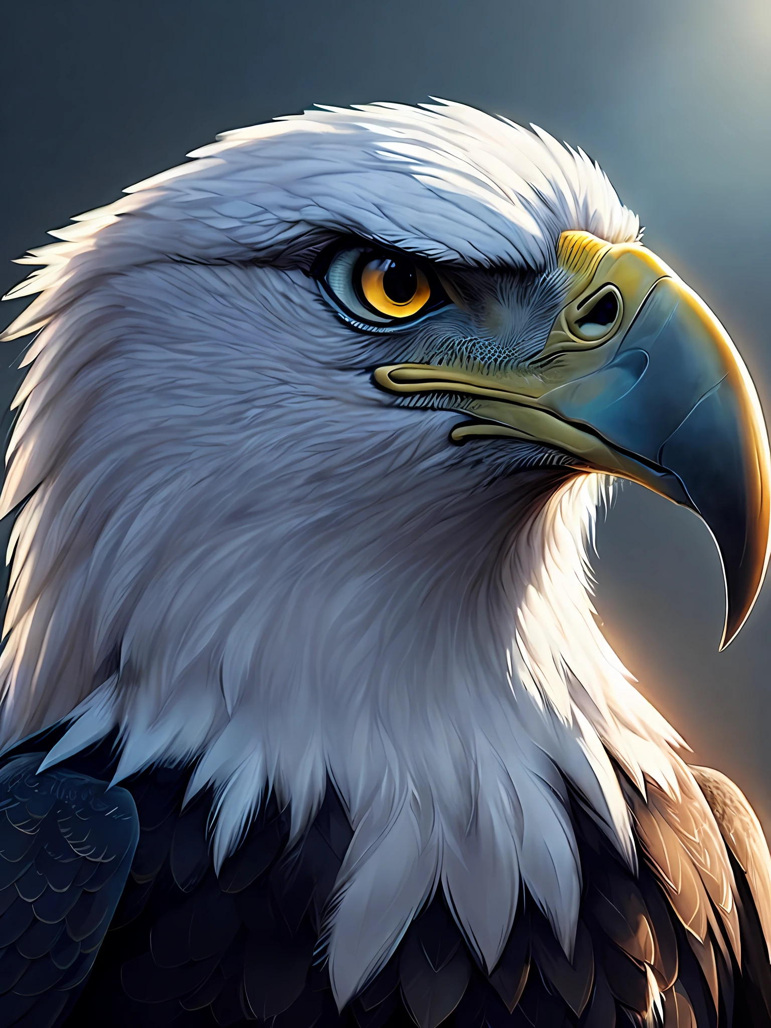 Eagle head, sharp eyes, arrogance, cinematic atmosphere, aesthetic art