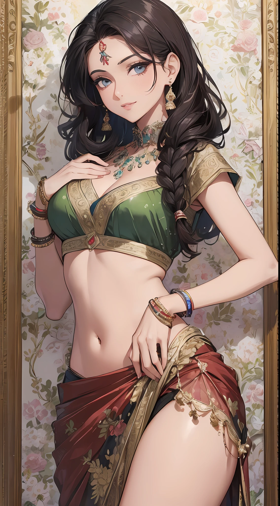 ((Best Quality, 8K, Masterpiece: 1.3)), 1girl, indian, slim fit Beauty: 1.3, (Hairstyle Casual, Big Breasts: 1.2), saree:1.2, Super Fine Face, Delicate Eyes, perfect eyes, detailed eyes, cute Smile, Home, perfect anatomy, correct hands, correct legs