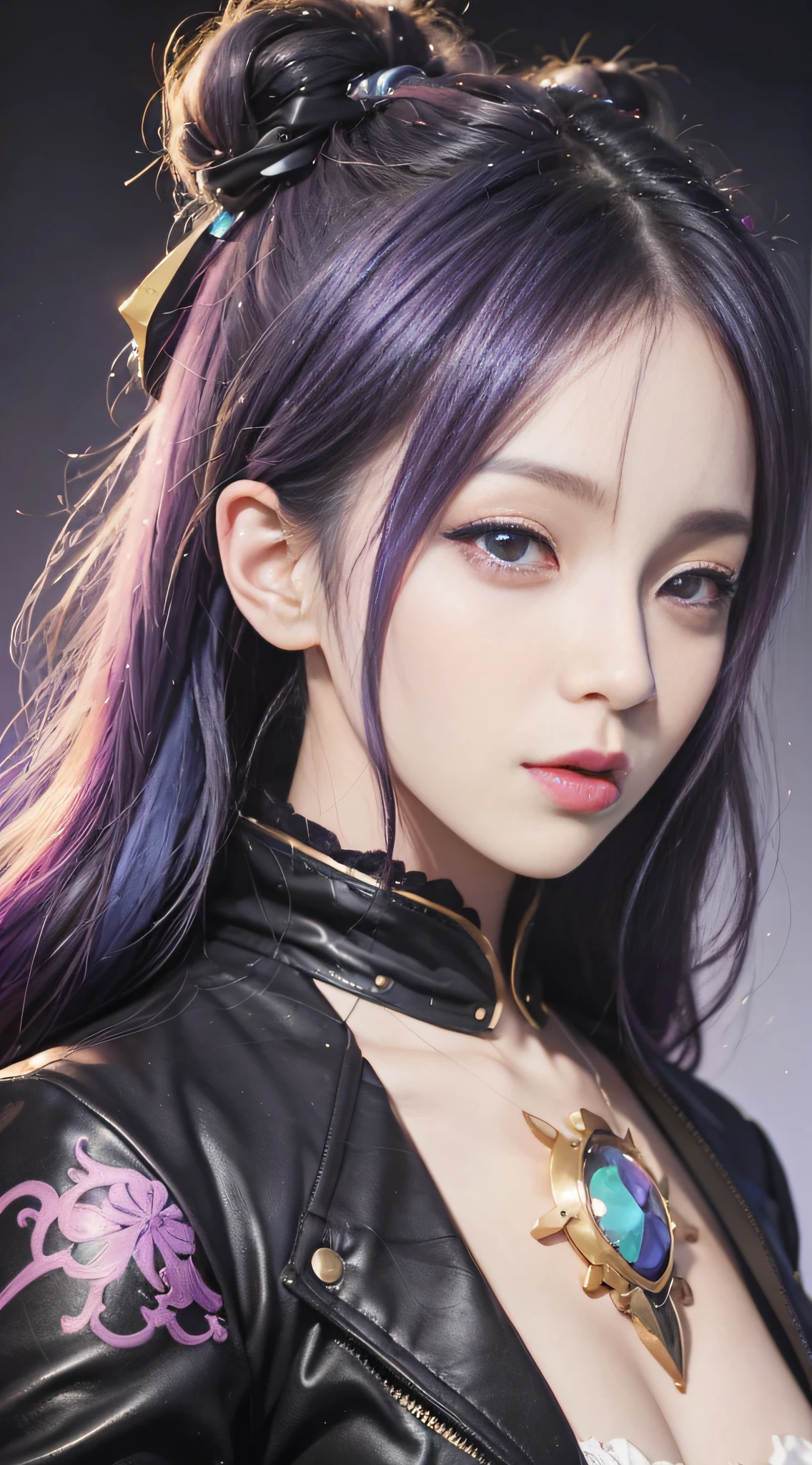 anime girl with purple hair and black eyes and purple makeup, a digital painting inspired by rossdraws, trending on Artstation, fantasy art, artgerm portrait, style artgerm, digital anime art, extremely detailed artgerm, portrait knights of zodiac girl, artgerm detailed, fantasy art style, artgerm style, artgerm. anime illustration