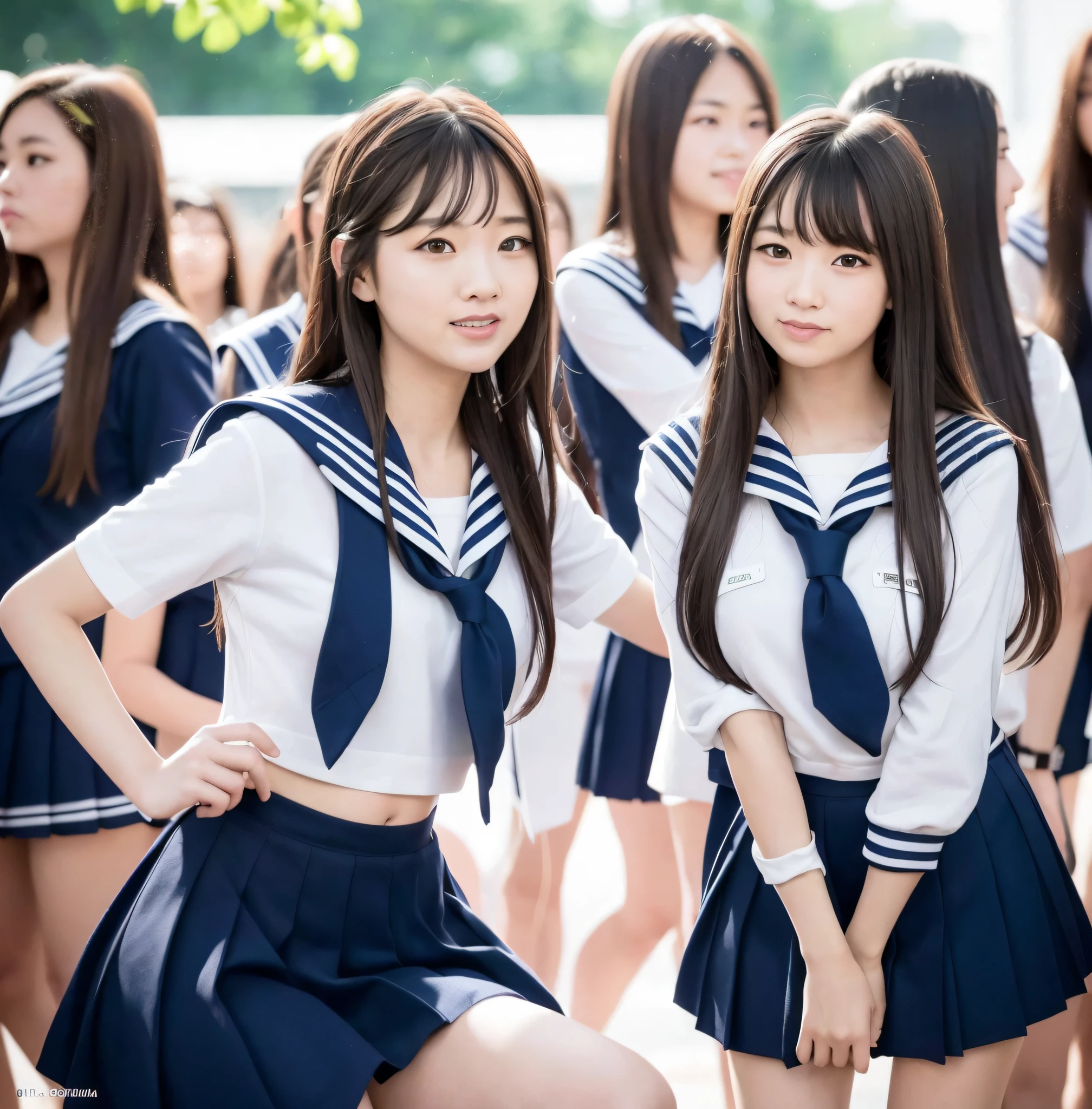 There are a lot of girls in Japan uniforms, wearing Japan school uniforms, wearing sailor uniforms, wearing school uniforms, JK uniforms, Japan girls uniforms, Seifuku, Young Idol, 4K], 4K], high school girls, 4K post, 4K post, twice, (top quality, 8k, 32k, masterpiece, UHD: 1.3),