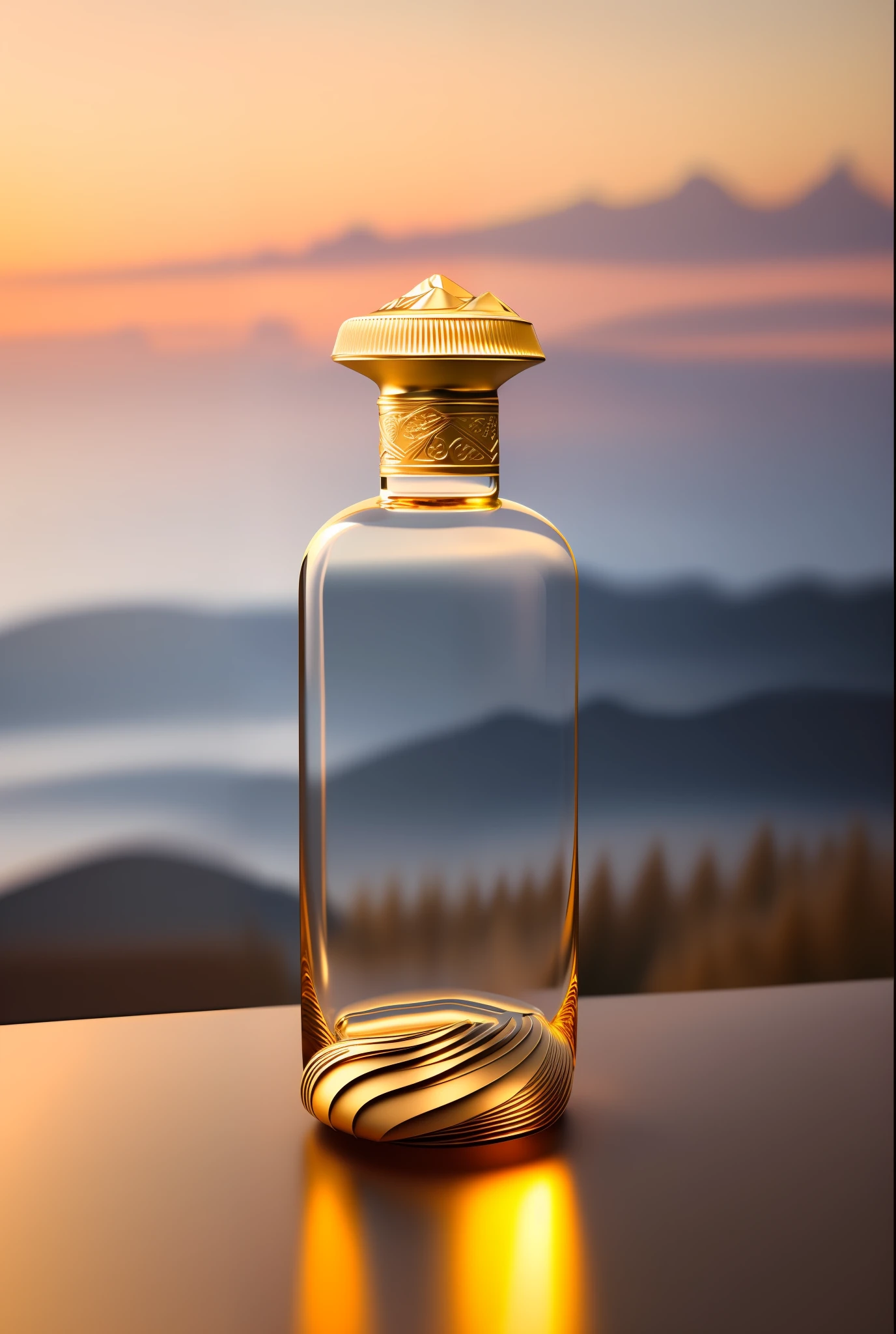 (3D model, metal hill, smooth sculpture with undulating hills), (hill sculpture in a bottle, jewelry texture, strong sense of light and shadow), (smooth metal,)