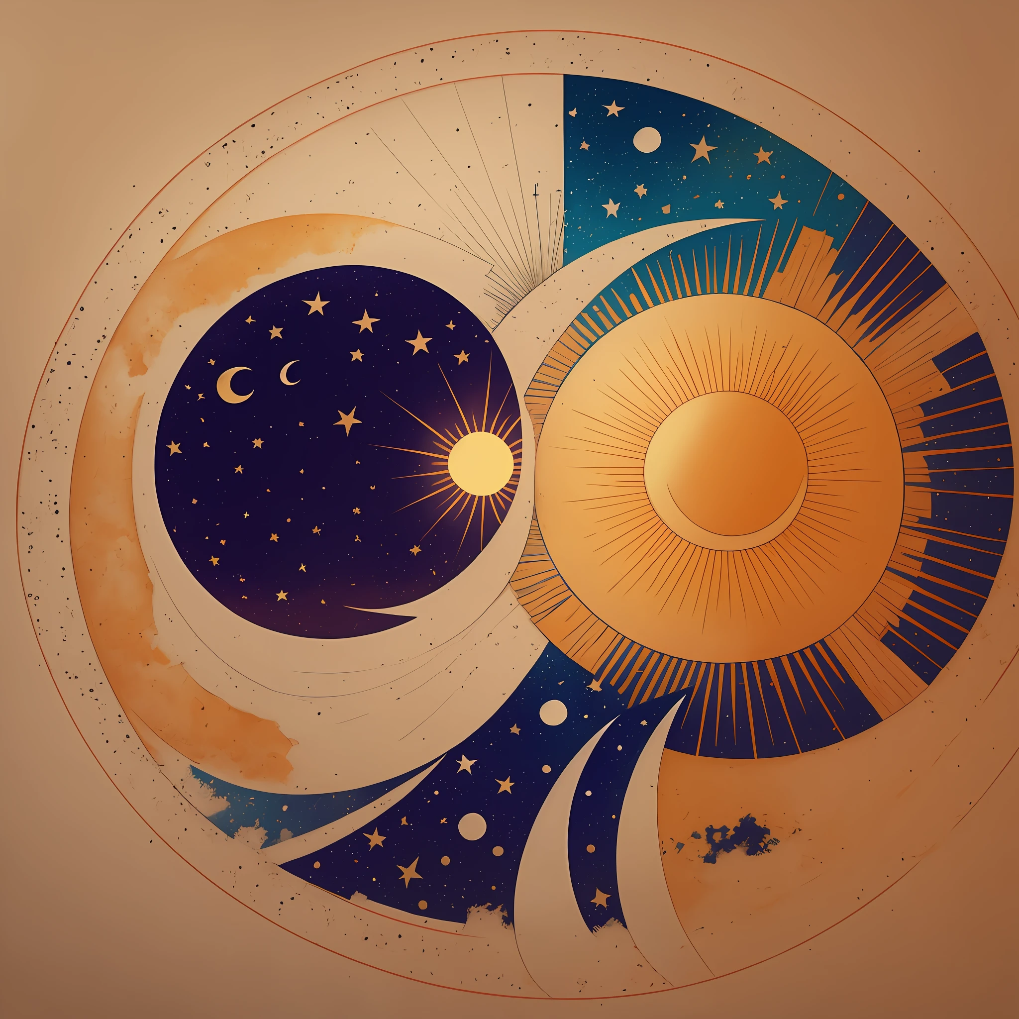 Logo, moon and sun side by side, simple modern logo --auto --s2