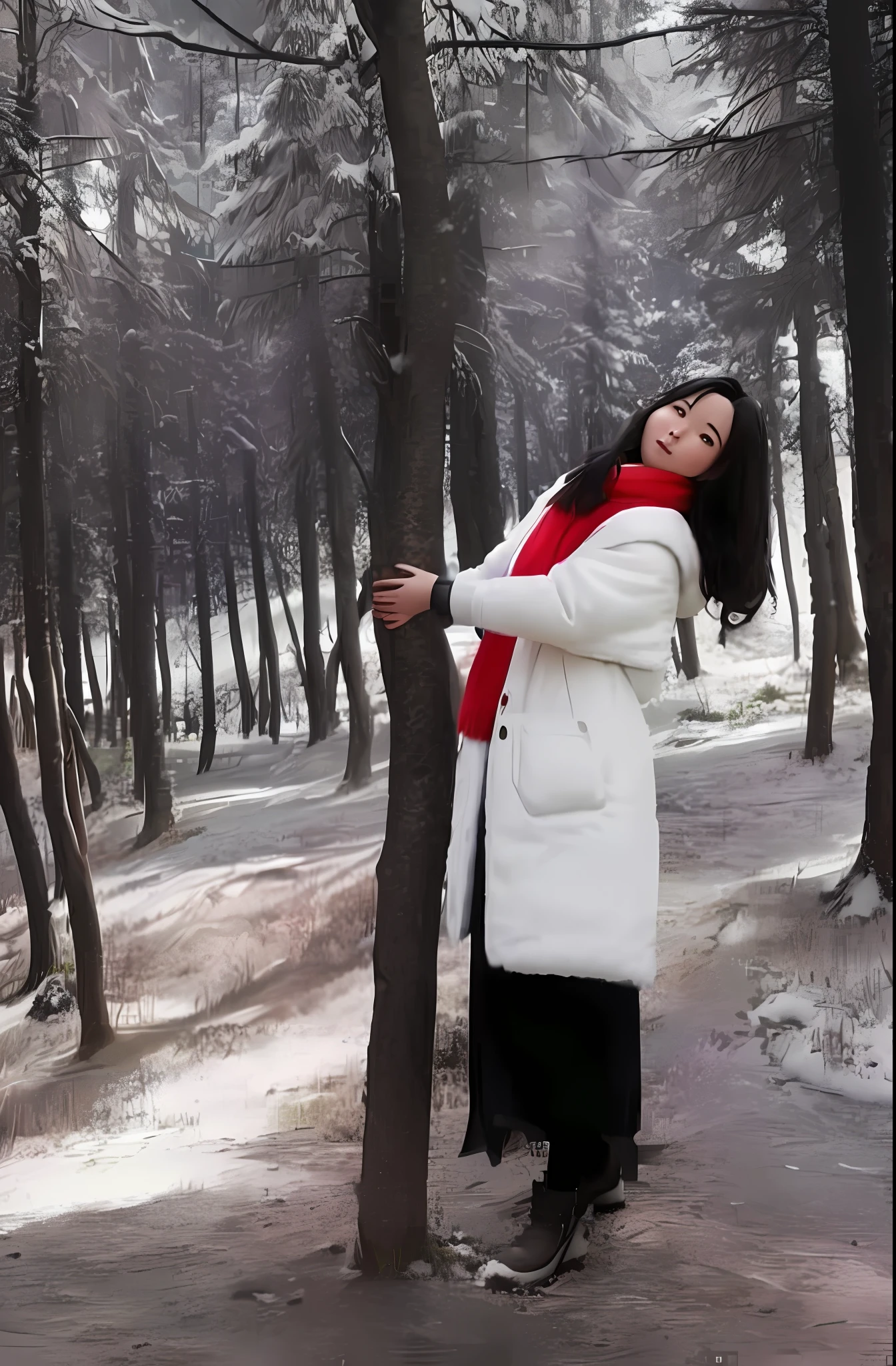 Change the background of the character to Snow Mountain