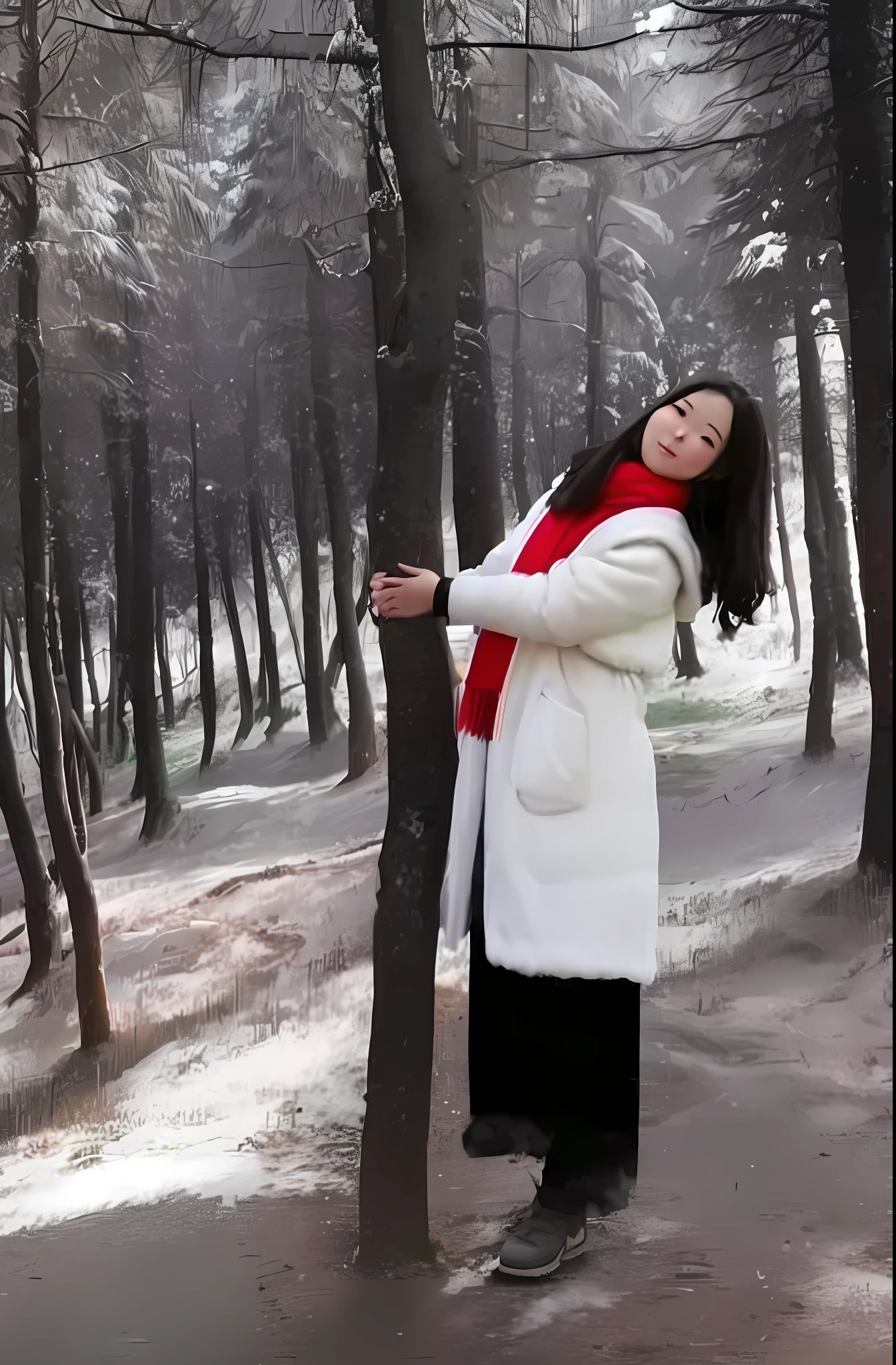 Change the background of the character to Snow Mountain