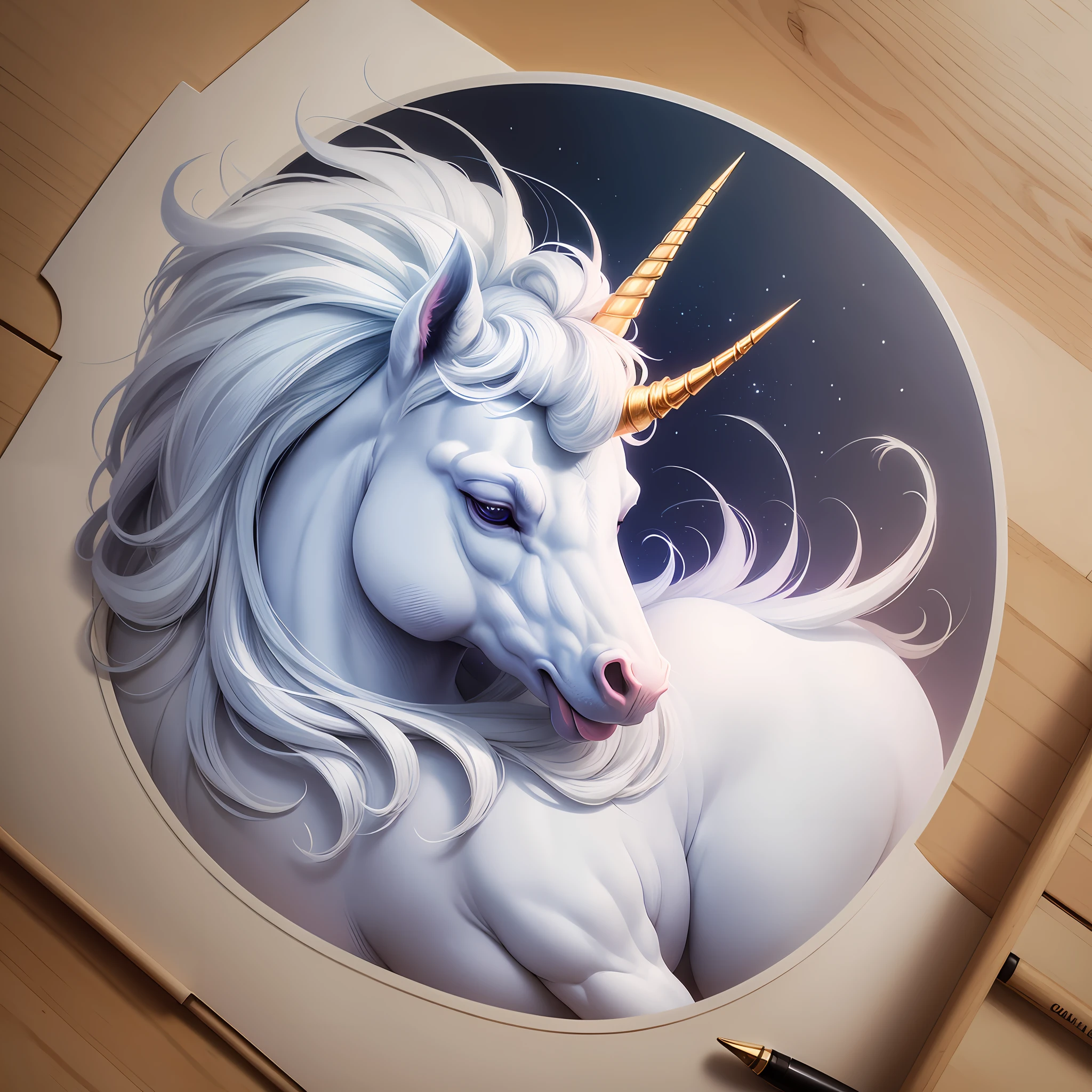 A simple logo to refer to the figure of a white unicorn --auto --s2