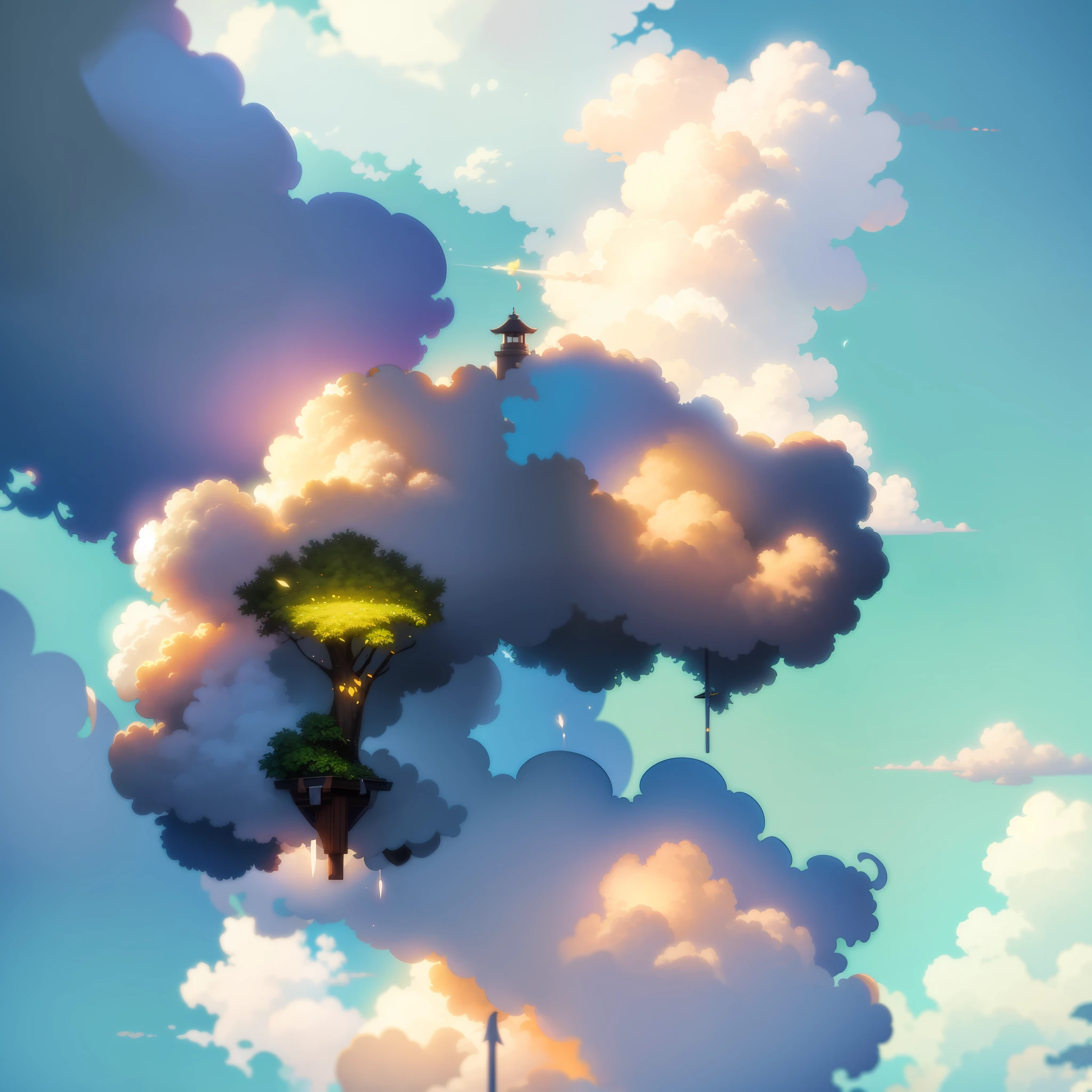 One leaf, one bodhi, one flower, one world, the great world, Noah's ark, clouds and mist