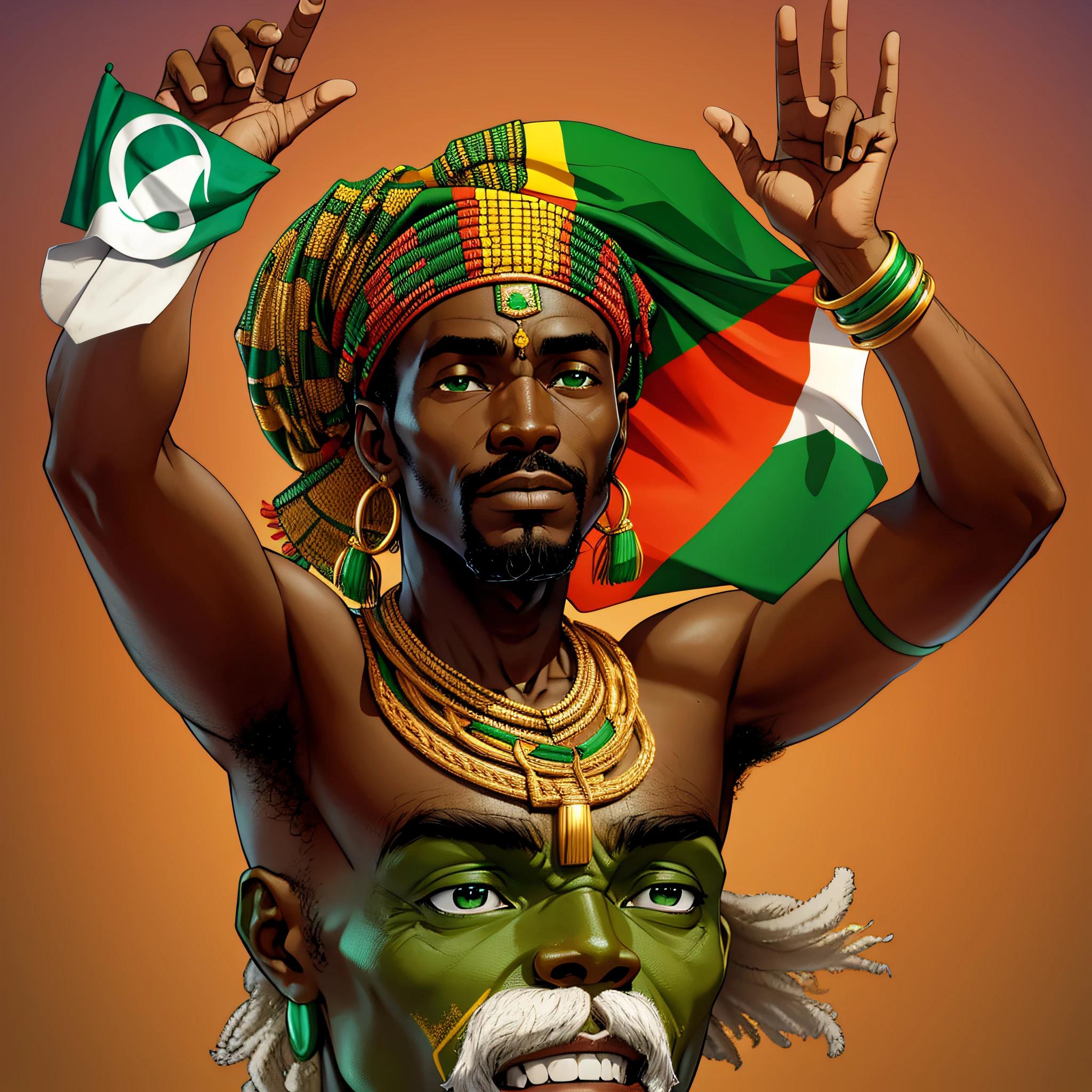 AFRICAN MAN WAVING NIGERIAN FLAG --auto --s2