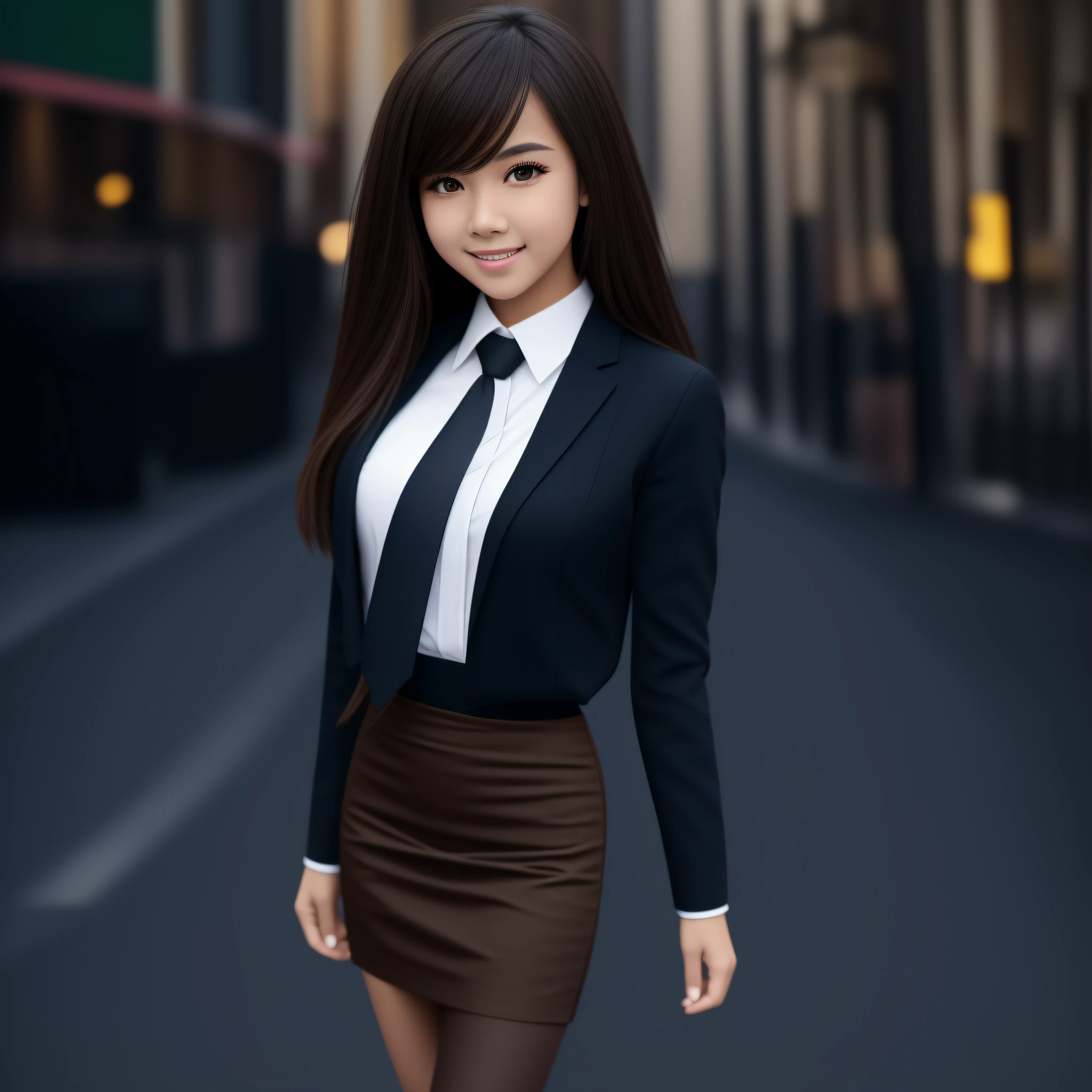 masterpiece, best quality,1girl,young girl,brown eyes,drill hair,happy smile,shiny skin,(nice leg line:1.3),thin waist,huge breasts
BREAK
school uniform,necktie,((pencil skirt)),high heels
BREAK
street,crowd,depth of field,looking at viewer,standing,from front,full body,legsupsexms