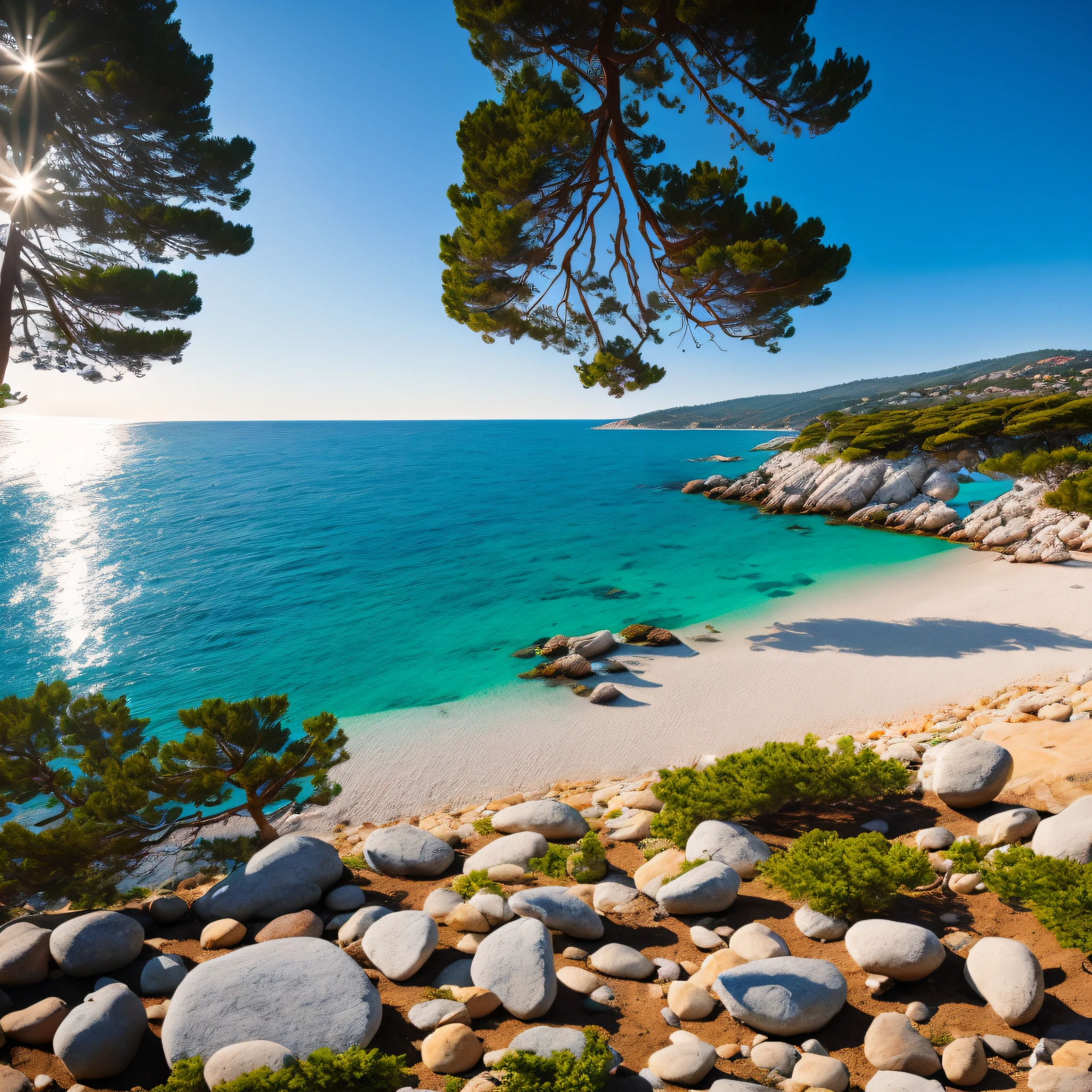 Small stones, rocks, trees