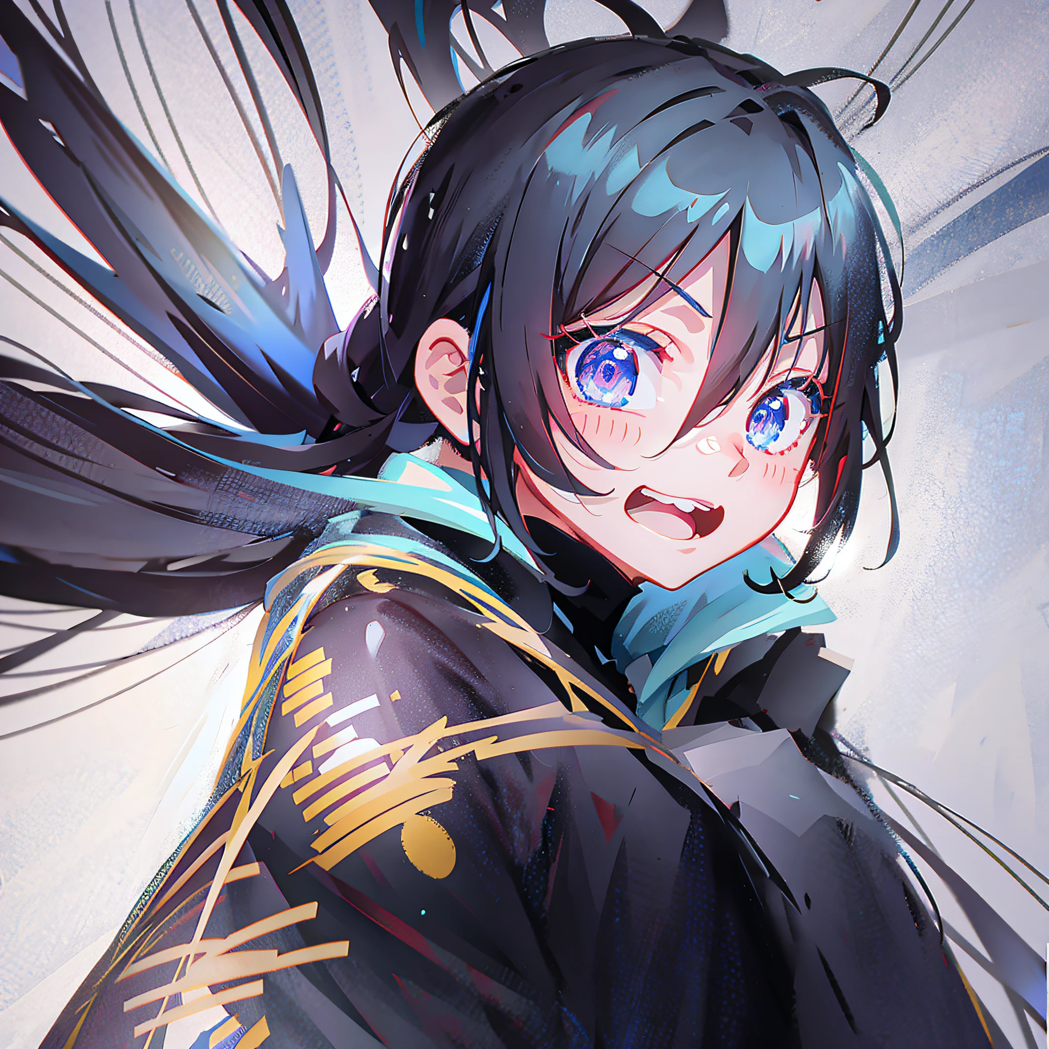 Anime girl with long black hair and blue eyes wearing black costume, anime moe art style, anime style 4 K, demon slayer Rui fanart, zero zen art, Artgerm and Atey Ghailan, digital anime illustration, anime art style, high quality anime art style, digital anime art, hatsune miku portrait, production with anime painter studio, detailed digital anime art, cute,
