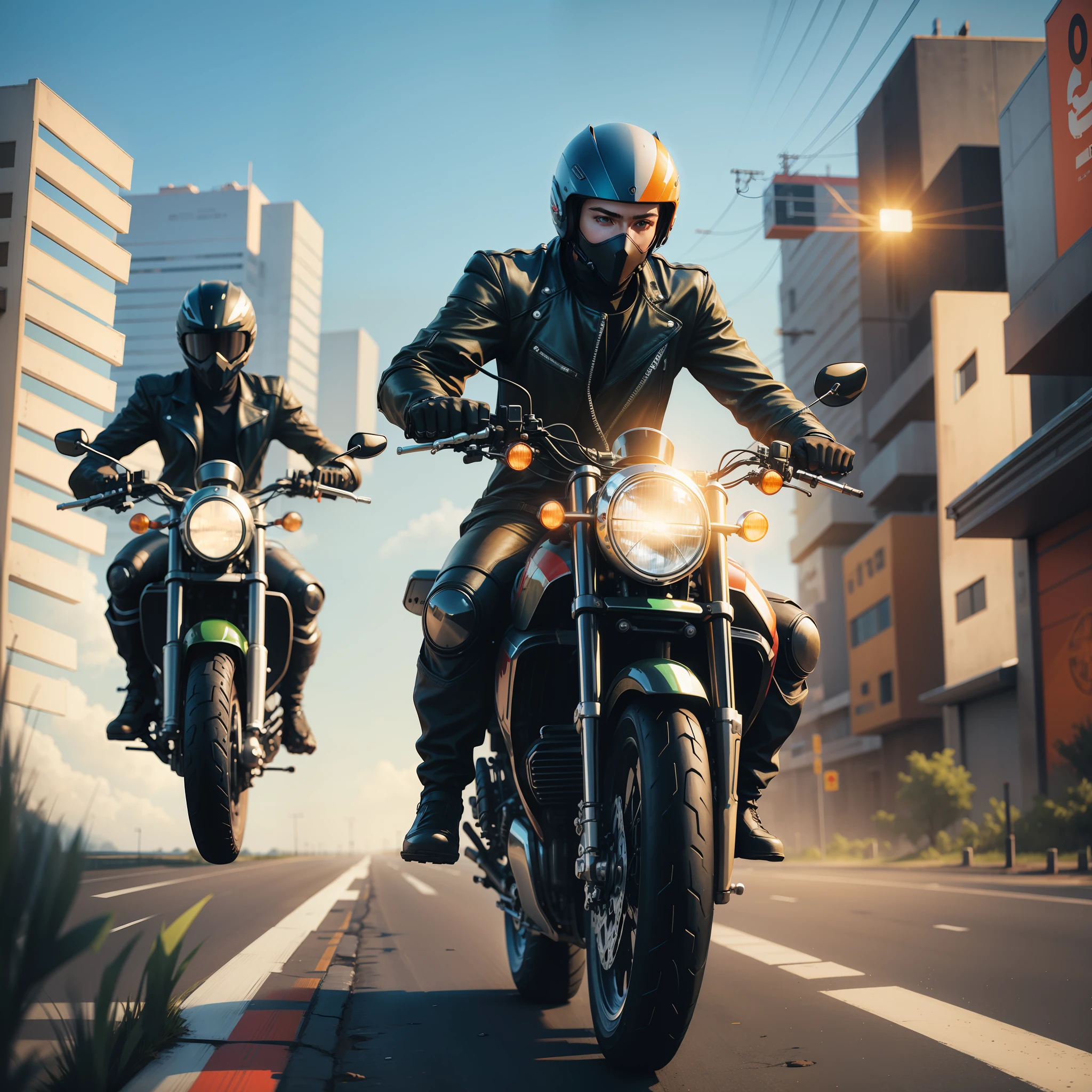 Riding motorcycles, boys, cyberpunks