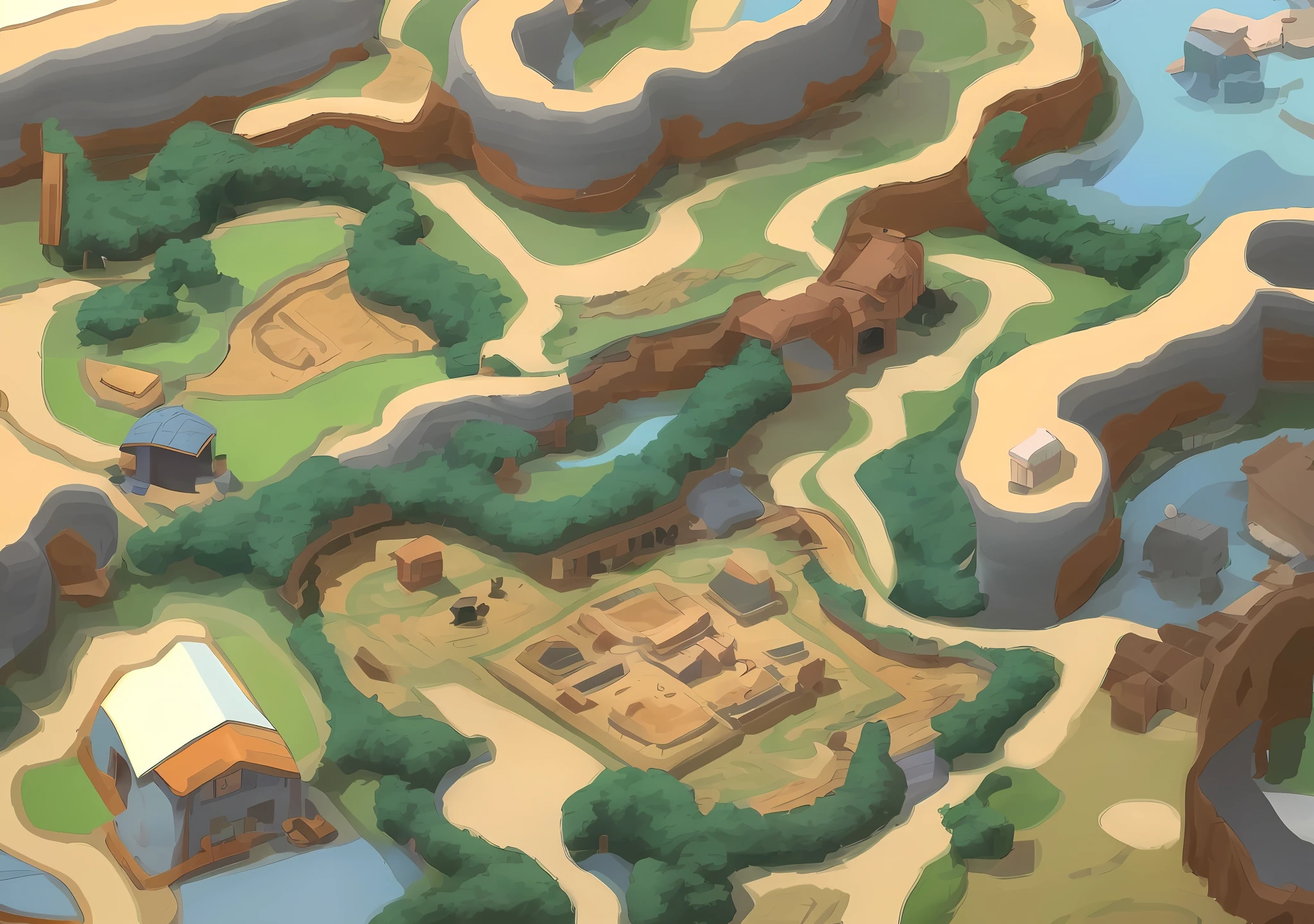 Map close-up with animals and trees background, anime Yuru camp, Yuru camp, game map, game screenshot, game screenshot, Chiba Yudai, けもの, game screen, cover of new video game, anime village landscape, game screen, map, treasure map, small animals, baby, toy