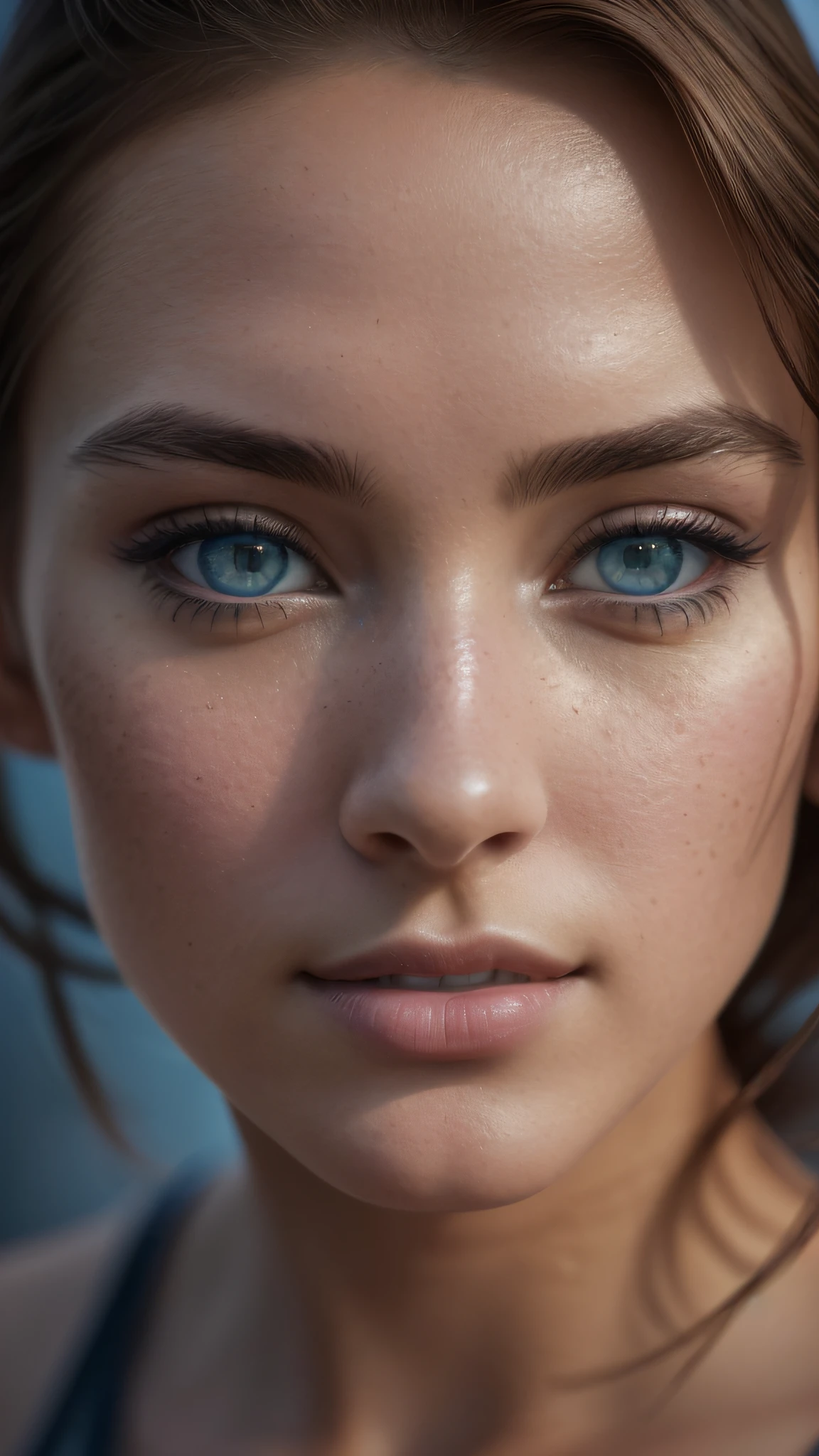 (RAW, analogue, Nikon Z 14mm ultra-wide angle lens, award-winning glamour photograph, ((best quality)), ((masterpiece)), ((realistic)), skin pores, subsurface scattering, radiant light rays, high-res, detailed facial features, high detail, sharp focus, smooth, aesthetic, extremely detailed, (extremely detailed eyes, extremely detailed iris), extremely detailed hair, extremely detailed skin, extremely detailed clothes, octane render, photorealistic, realistic, post-processing, max detail, realistic shadows, roughness, natural skin texture, real life, ultra-realistic, photorealism, photography, 8k UHD, photography, hdr, intricate, elegant, highly detailed, sharp focus, stunning, beautiful, gorgeous), (masterpiece:1.2, best quality1:1, ultra-detailed:1.2, best shadow, 8k:1.1), (massive city:1.3, rooftop:1.1, city structures below, handrails), (contrasting background, bright background), (beautiful detailed face), high contrast, (perfect illumination:1.2, beautiful color, delicate color), ((cinematic light)), colorful, hyper detail, dramatic light, intricate details, (1 girl, solo, brown hair, smiling face, short hair, wavy hair:1.1, blue eyes, dynamic angle, white tanktop, jeans, cowboy shot, arms down), depth of field